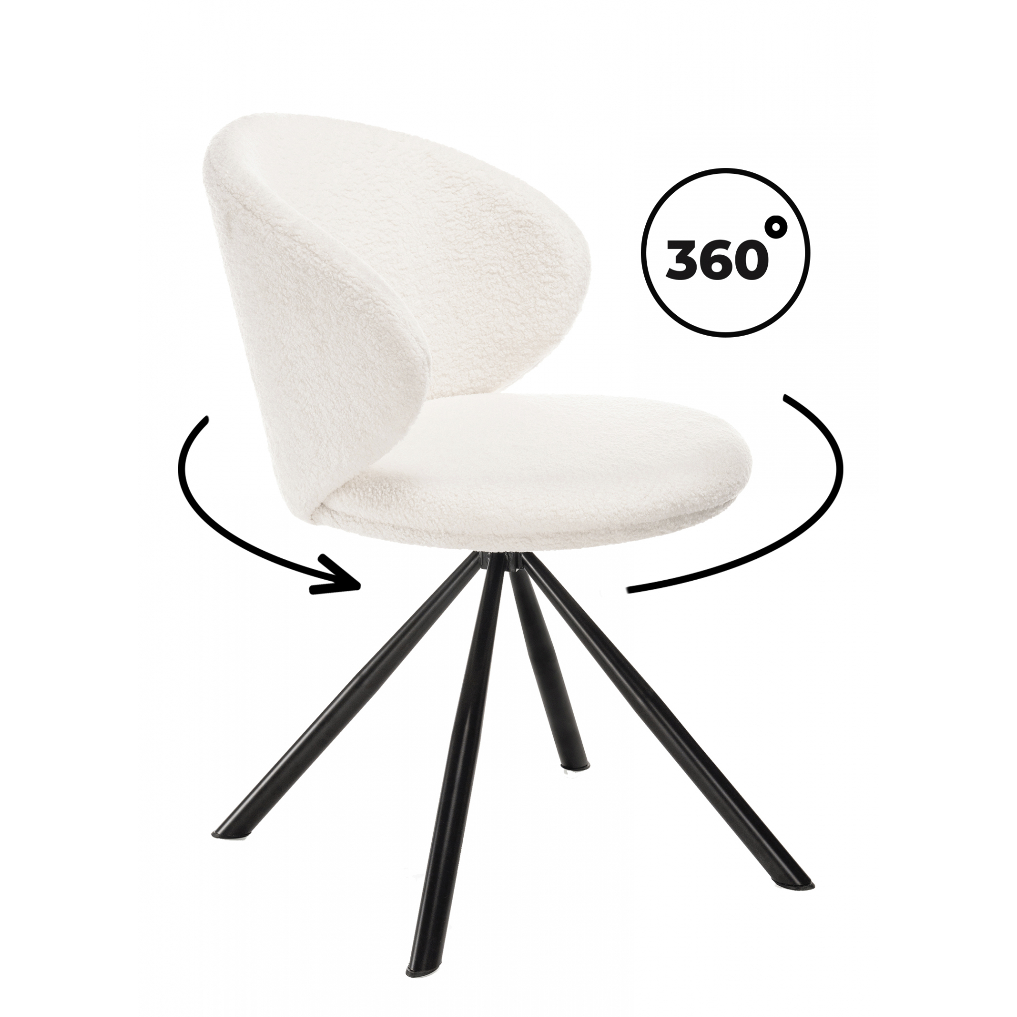 Изображение товара Стул Woodville Solomon вращающийся на металлокаркасе 48x80x67 см текстиль белый черный