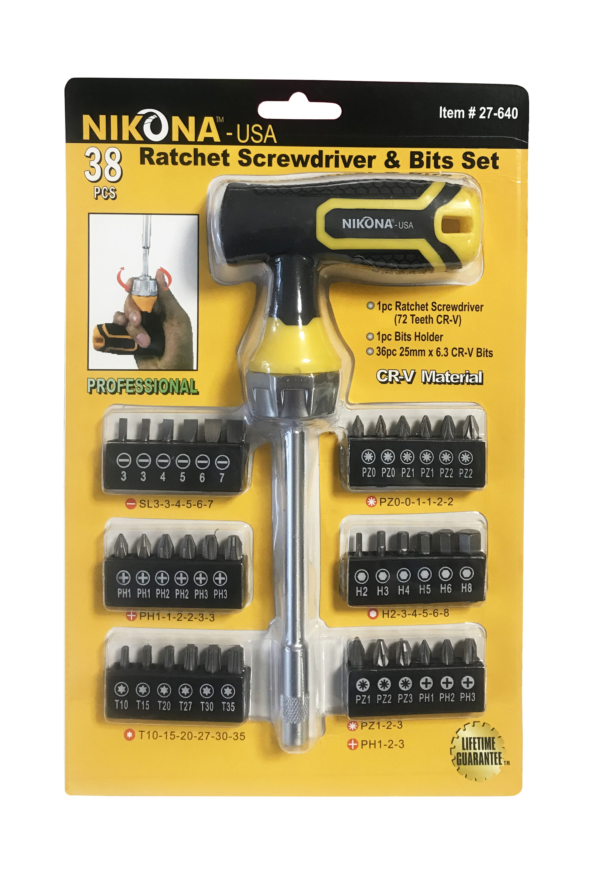 Изображение товара Набор отвертка со сменными насадками Nikona 27-640, 38 шт