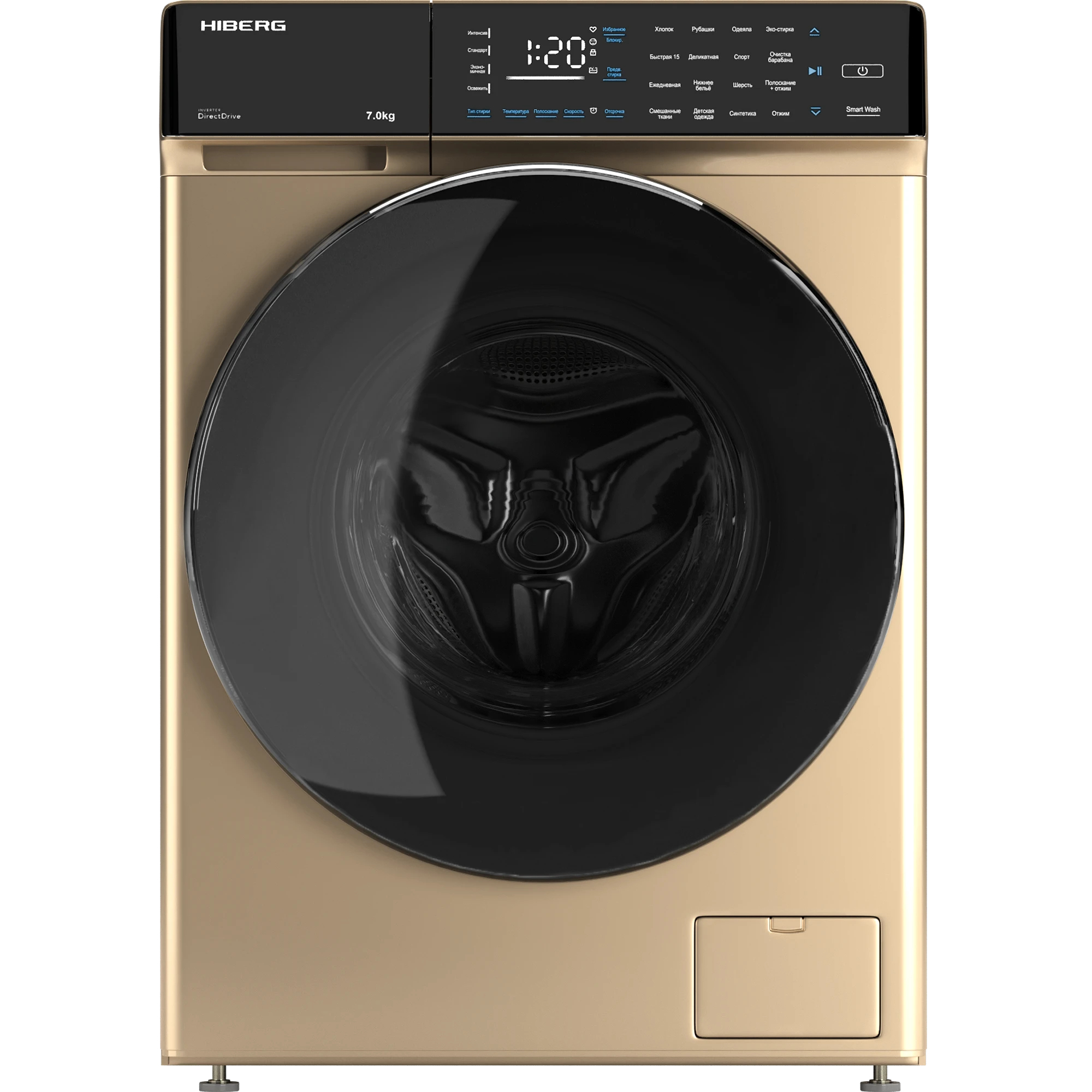 Изображение товара Стиральная машина Hiberg I-ddq9-712 g 59.5x85x51 см 7 кг цвет золотистый