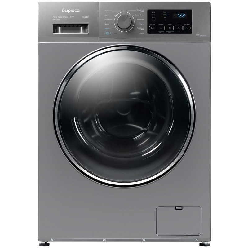 Изображение товара Отдельно стоящая стиральная машина Бирюса Wm-sm712_08 s 59.5x85x44 см 7 кг цвет хромированный серый