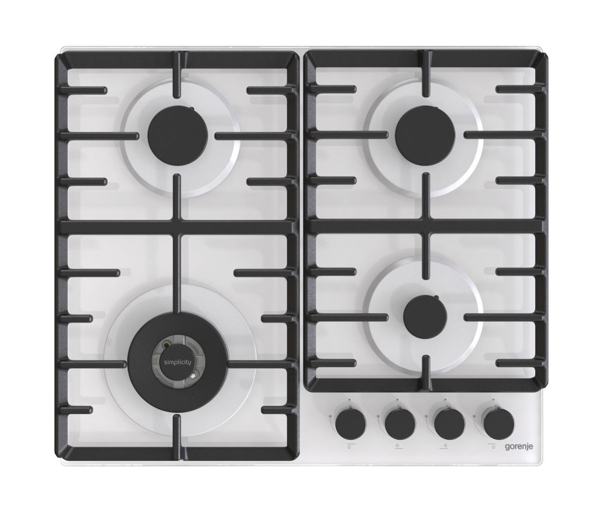 Изображение товара Газовая варочная панель Gorenje 59 см 4 конфорки белый строит из закаленного стекла
