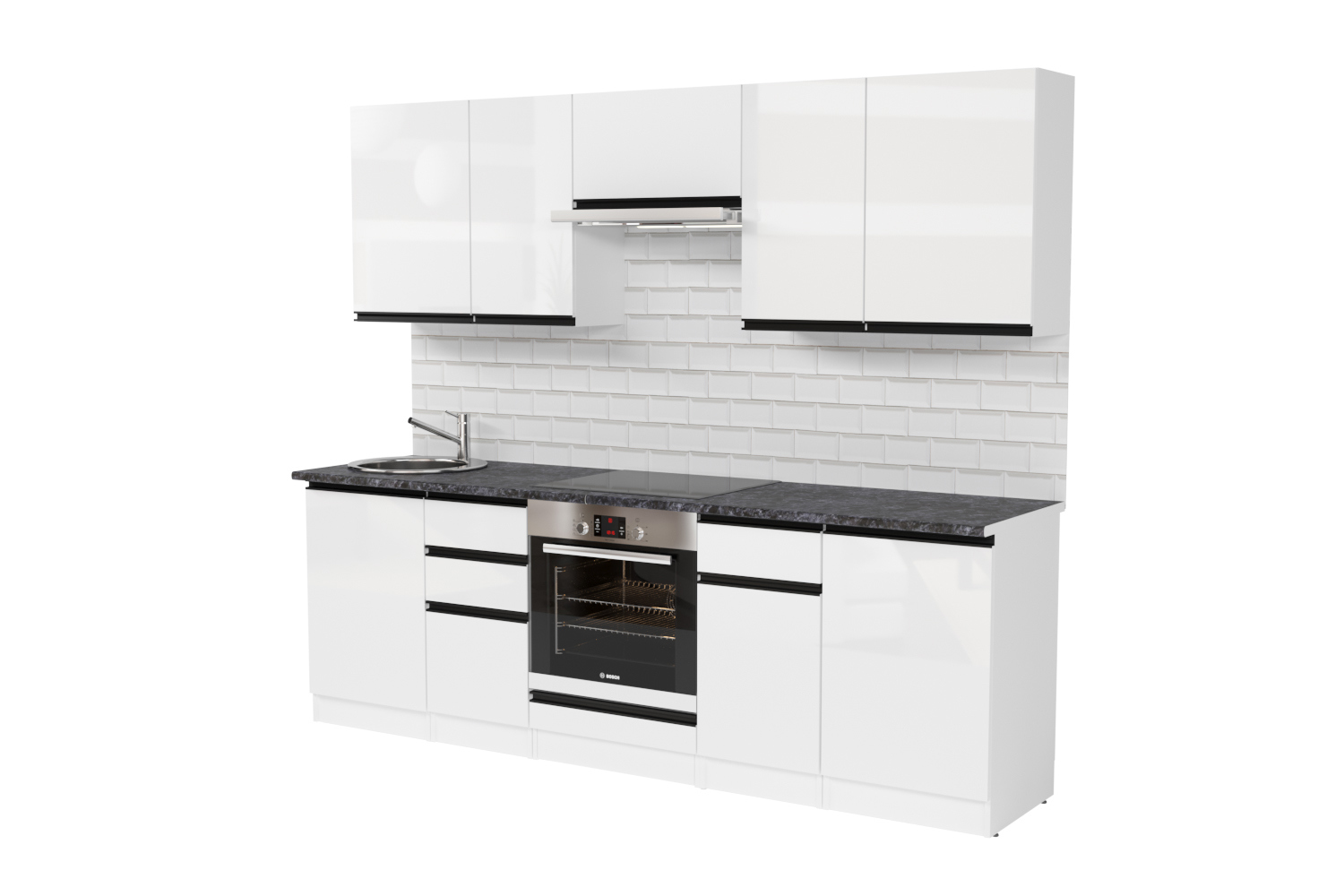 Изображение товара Кухонный гарнитур Gerda серия базис/коллекция Лотос 240x212x60 см белый глянец