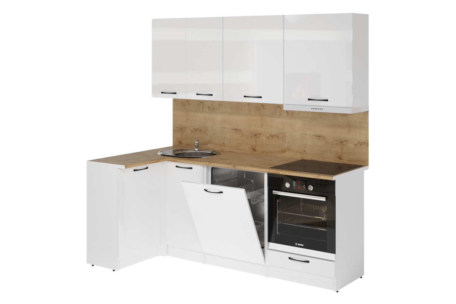 Изображение товара Кухонный гарнитур Gerda Серия прайм/коллекция жасмин 200x212x60 см ЛДСП цвет белый глянец