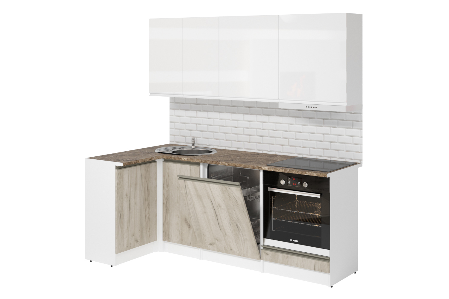 Изображение товара Кухонный гарнитур Gerda Серия прайм/коллекция антика 200x212x60 см ЛДСП цвет белый глянец