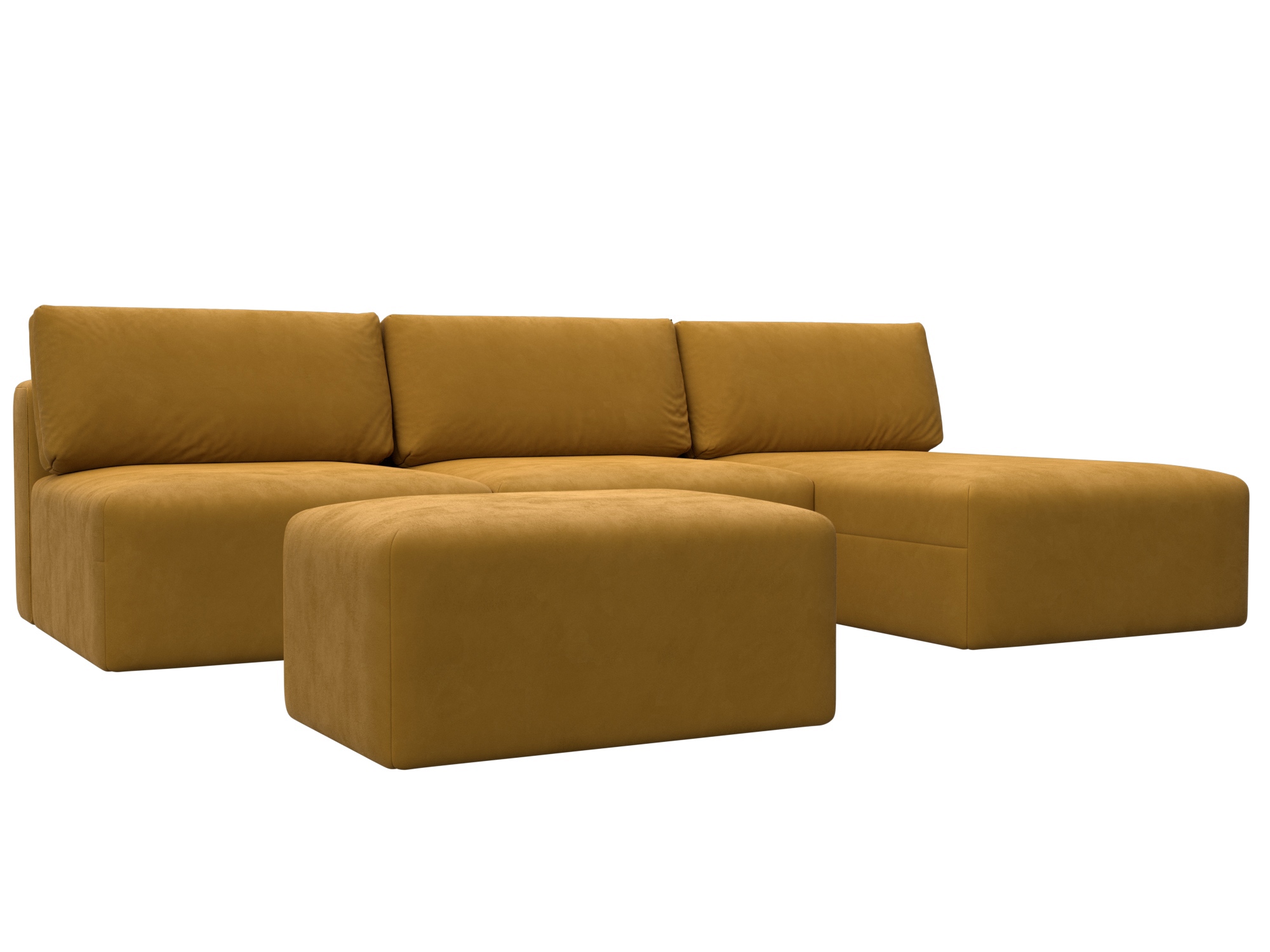 Изображение товара Диван угловой модульный с пуфом Лига-060 НПБ Лонг Лига диванов 129526 367x84x187 см велюр цвет brut 10 желтый