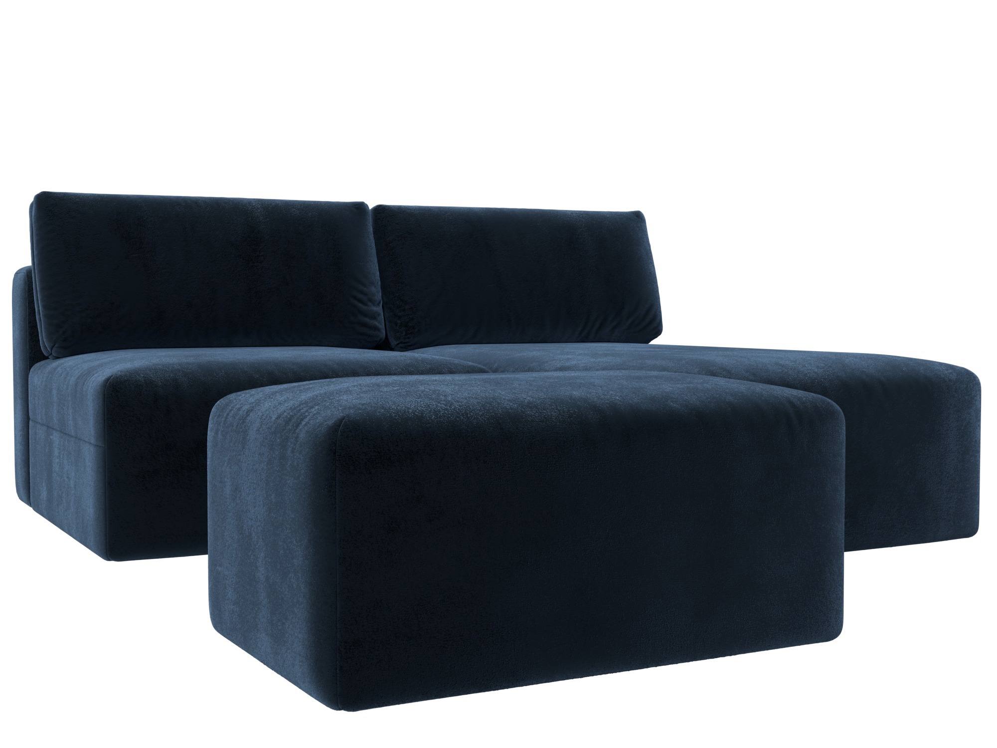 Изображение товара Угловой модульный диван Лига-060 НПБ с пуфом велюр синий 267x84x187 см