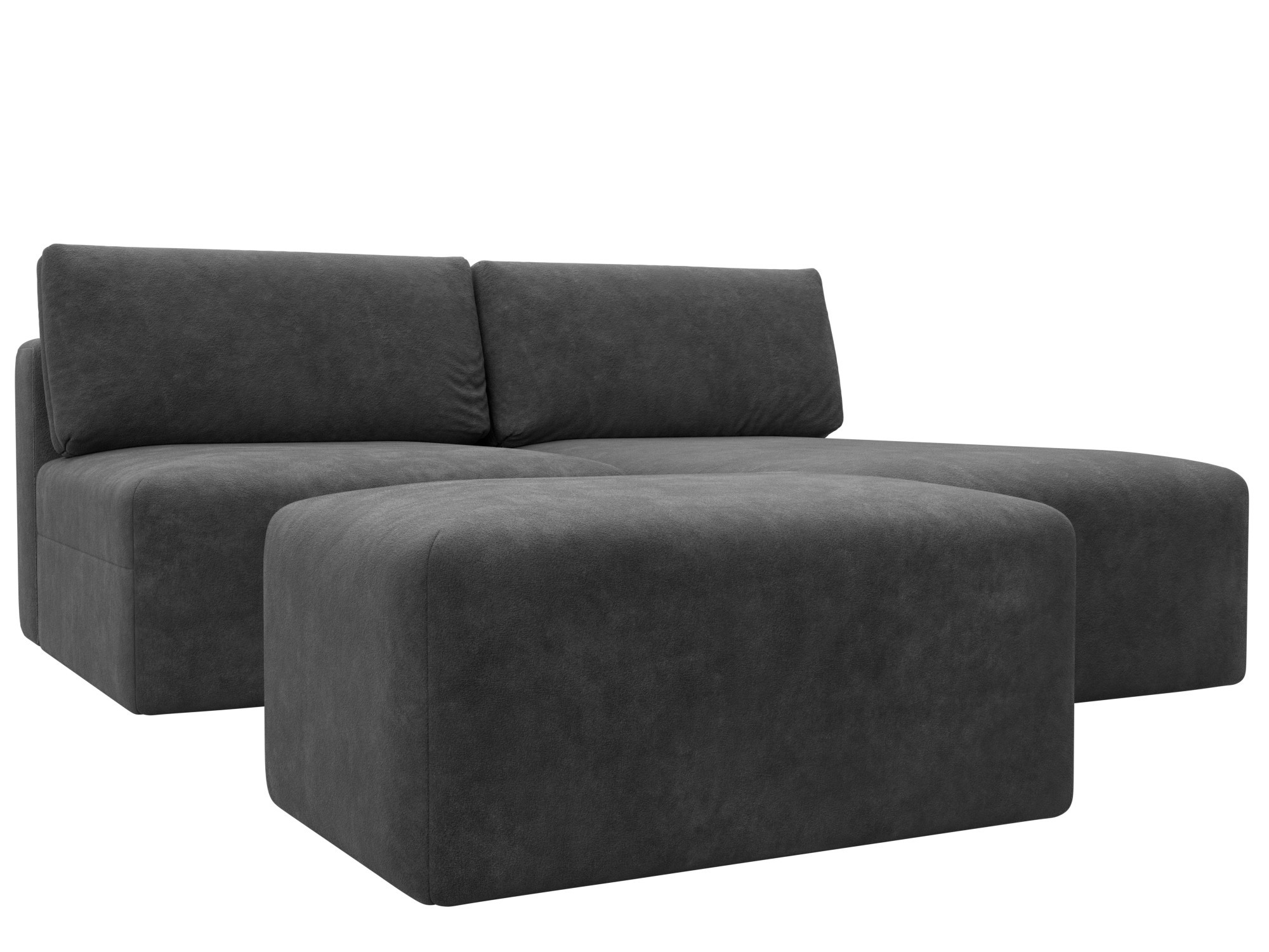 Изображение товара Диван угловой модульный с пуфом Лига-060 НПБ темно-серый велюр