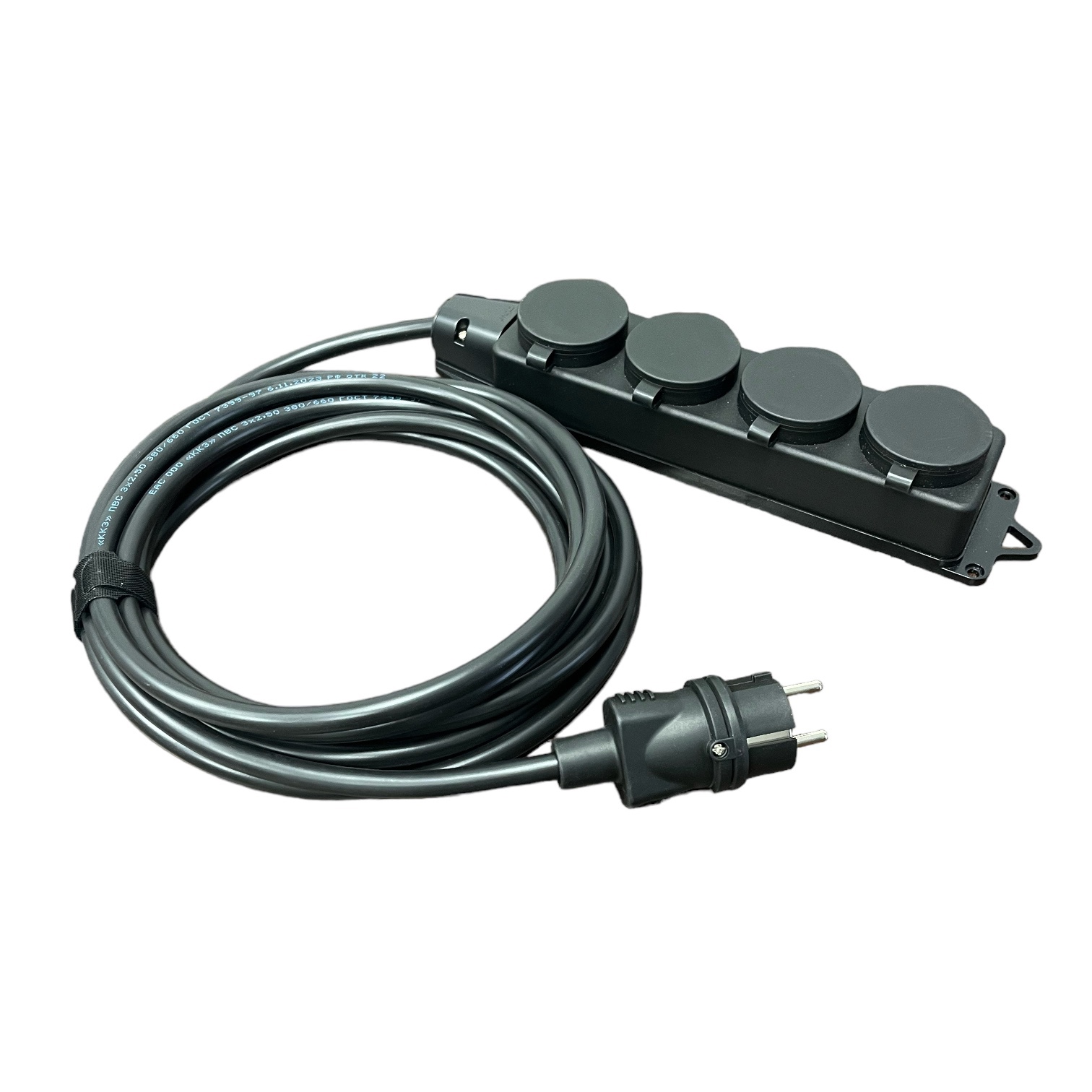 Изображение товара Удлинитель-шнур ITOK i-CONNECT-SU-KG-325-4-44-1-5, 1.5 м, 4 розетки, IP44, черный