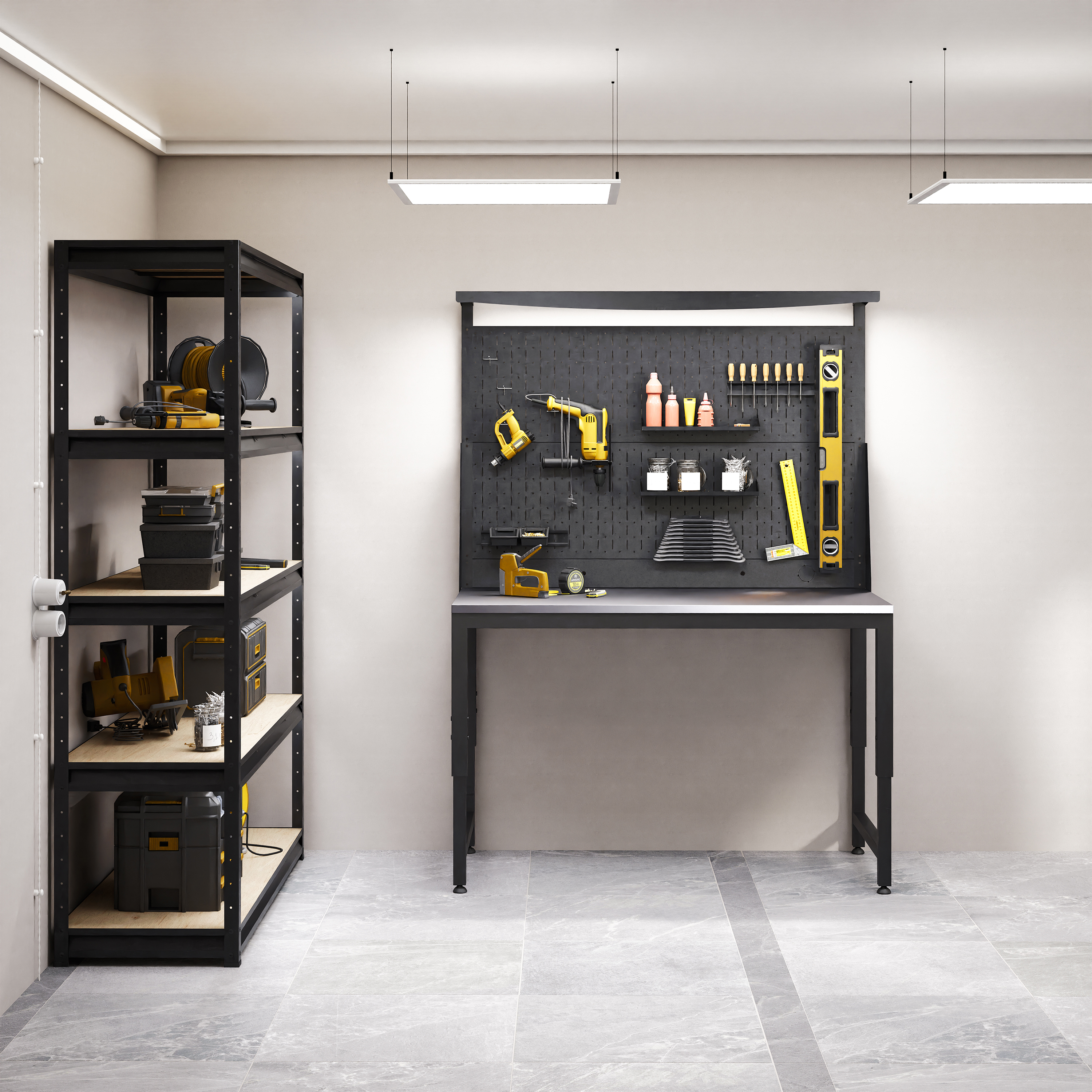 Изображение товара Регулируемый слесарный верстак Borex Verstak_Reg_P2 1400x700 с перфопанелью