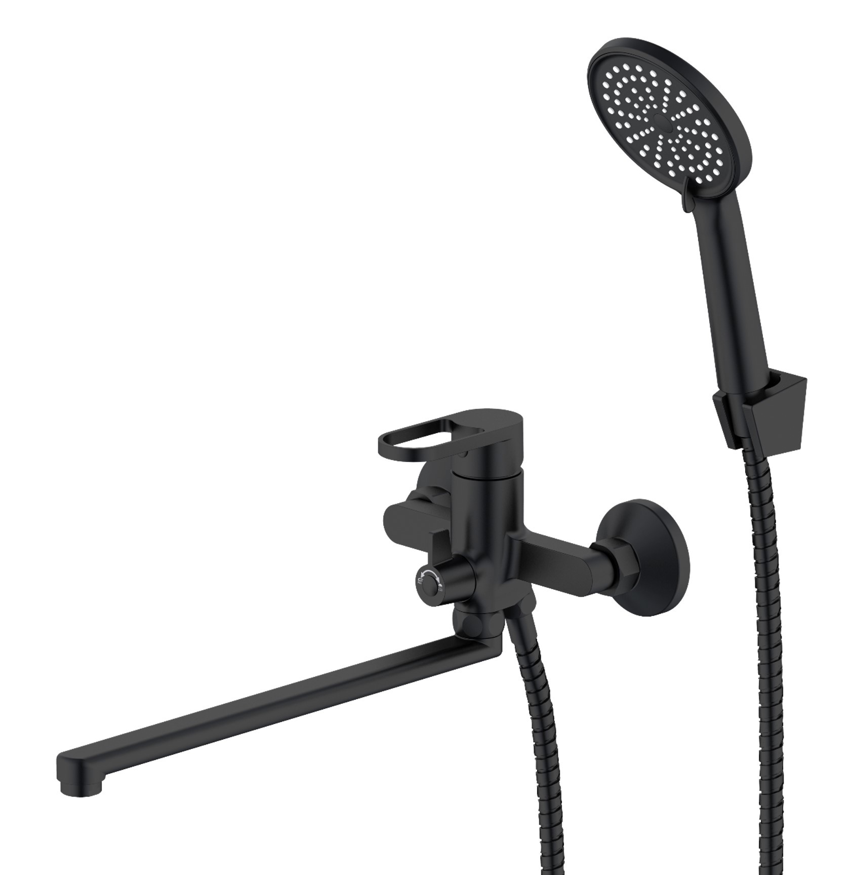 Изображение товара Смеситель для ванны VODA Harbor Black HR31B — однорычажный, латунь, черный, 3 режима