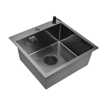 Изображение товара Кухонная мойка WISENT из нержавеющей стали с дозатором и PVD покрытием 50x50 черная Изображение товара Кухонная мойка WISENT из нержавеющей стали с дозатором и PVD покрытием 50x50 черная