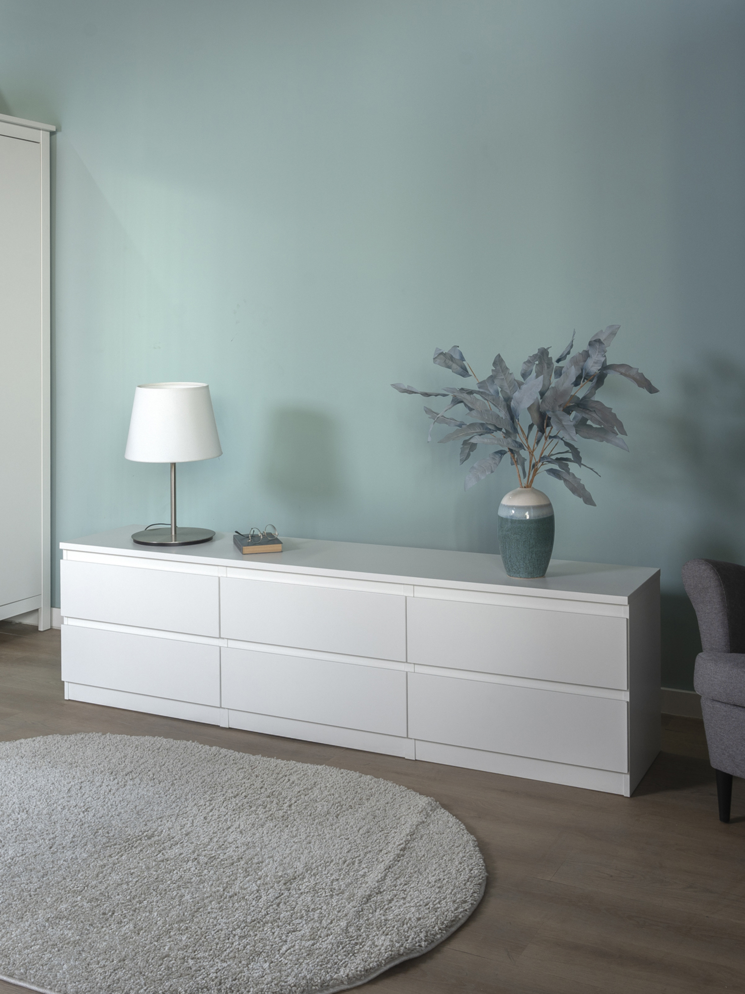 Изображение товара Тумба под телевизор ПРАКСИС 194.4x54.2x39.6 см из КДСП белый