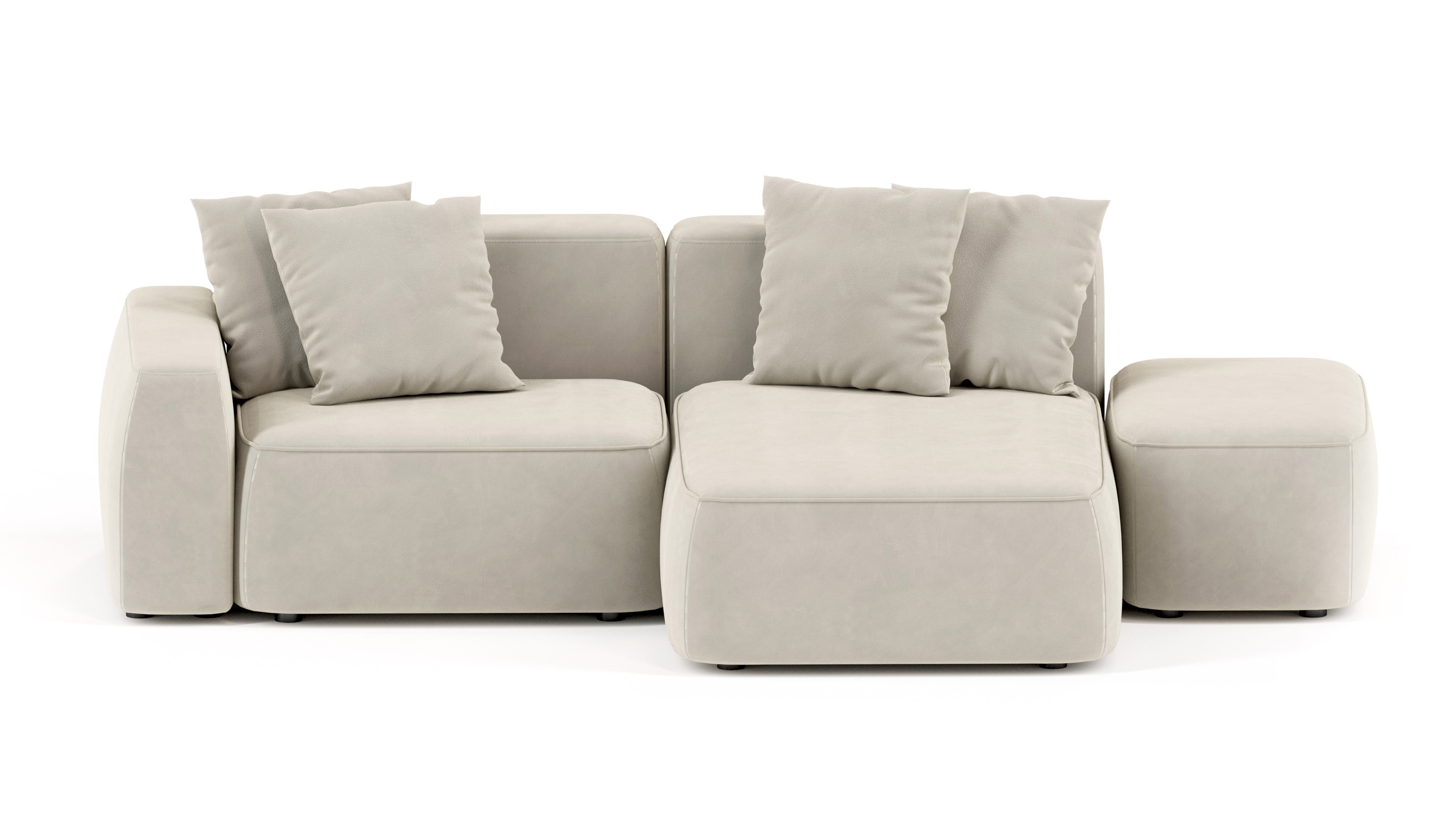 Изображение товара Диван модульный Mebelroom Норд в стиле лофт 290x74x160 см велюр бежевый