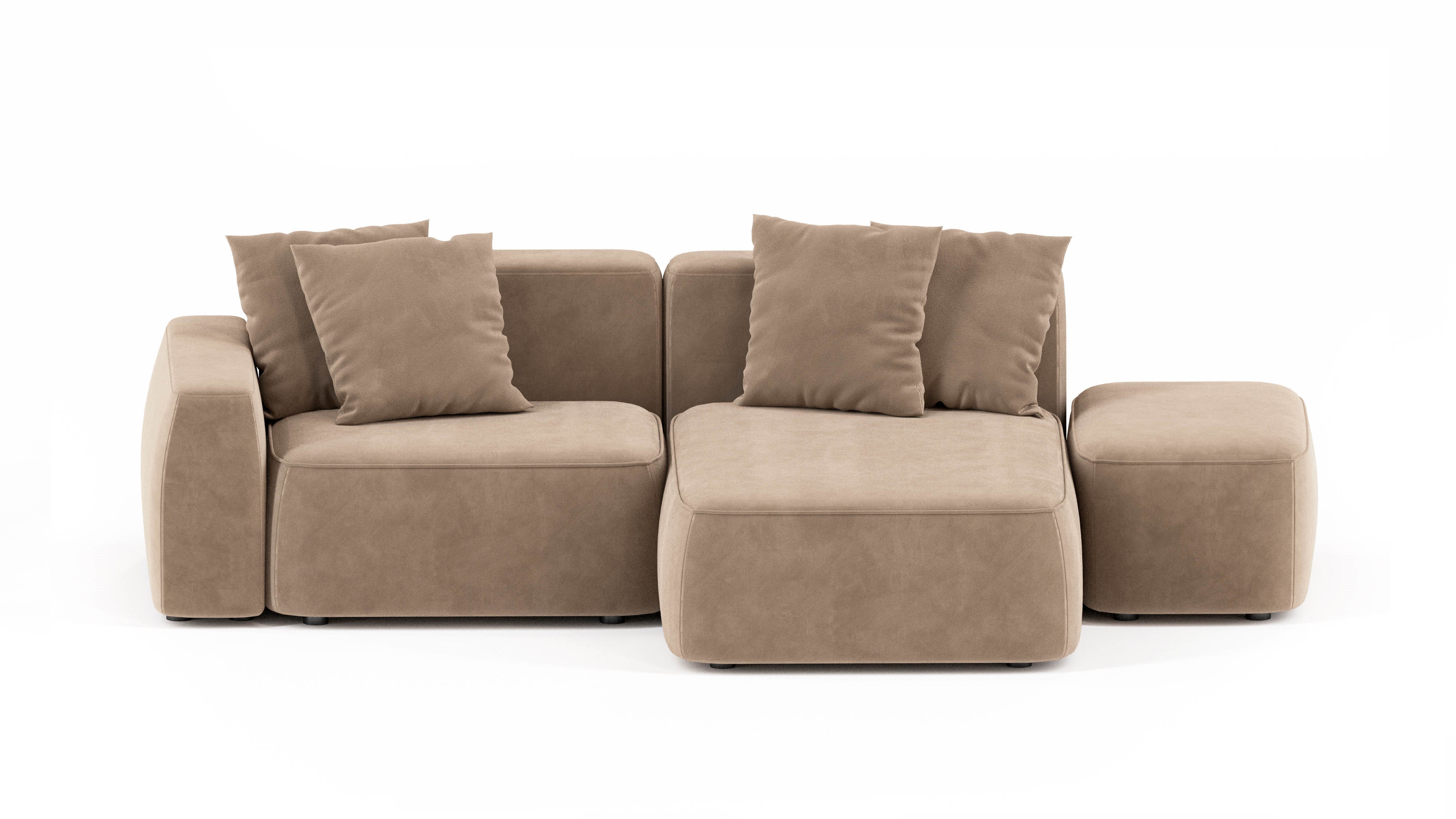 Изображение товара Диван Mebelroom Норд 290x74x160 см велюр коричневый модульный угловой