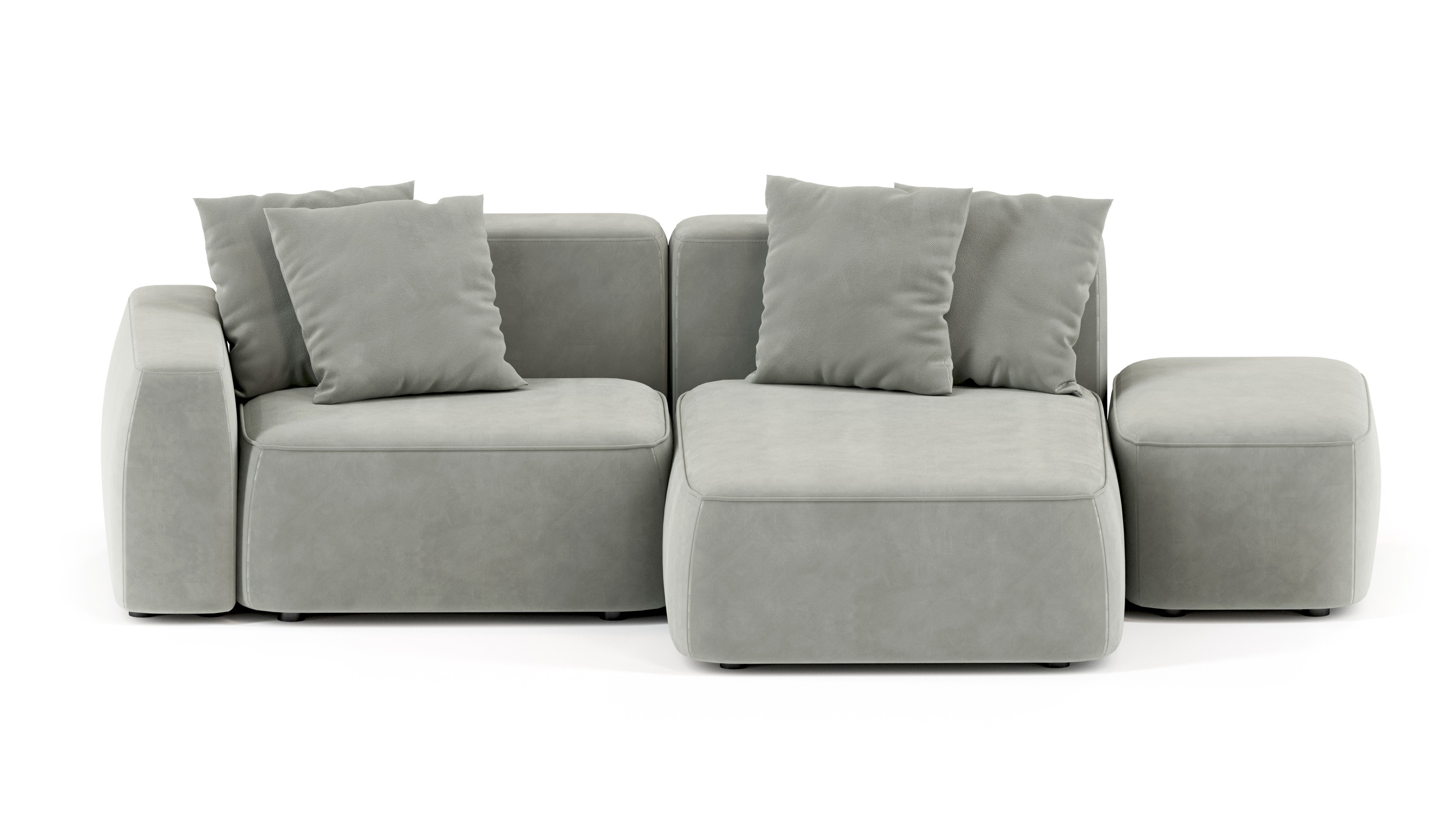 Изображение товара Угловой диван Mebelroom Норд 290х74х160 см велюр пепельный дизайн лофт