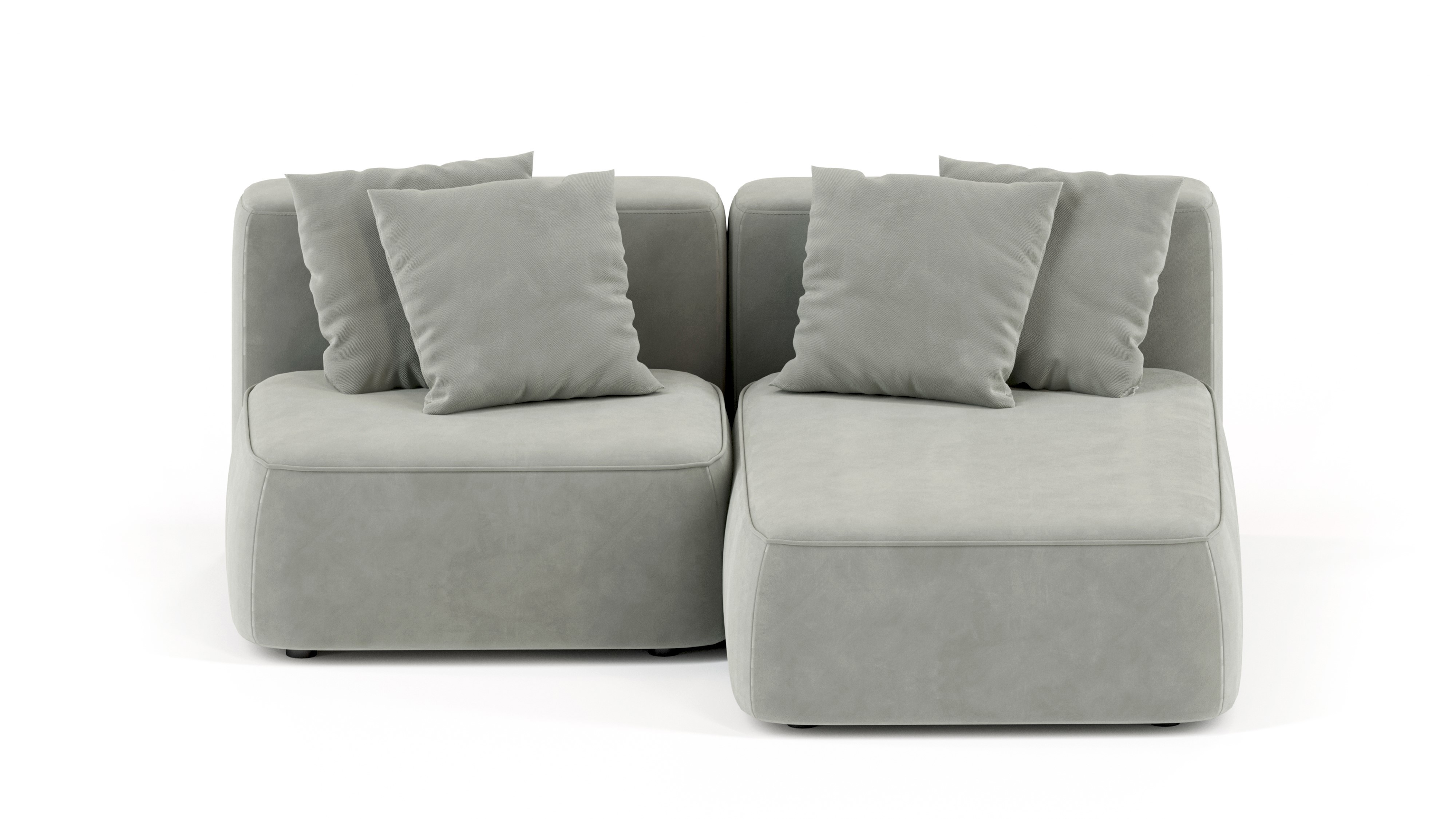 Изображение товара Диван Mebelroom Норд 200x74x160 см модульный велюр серый / серебристый