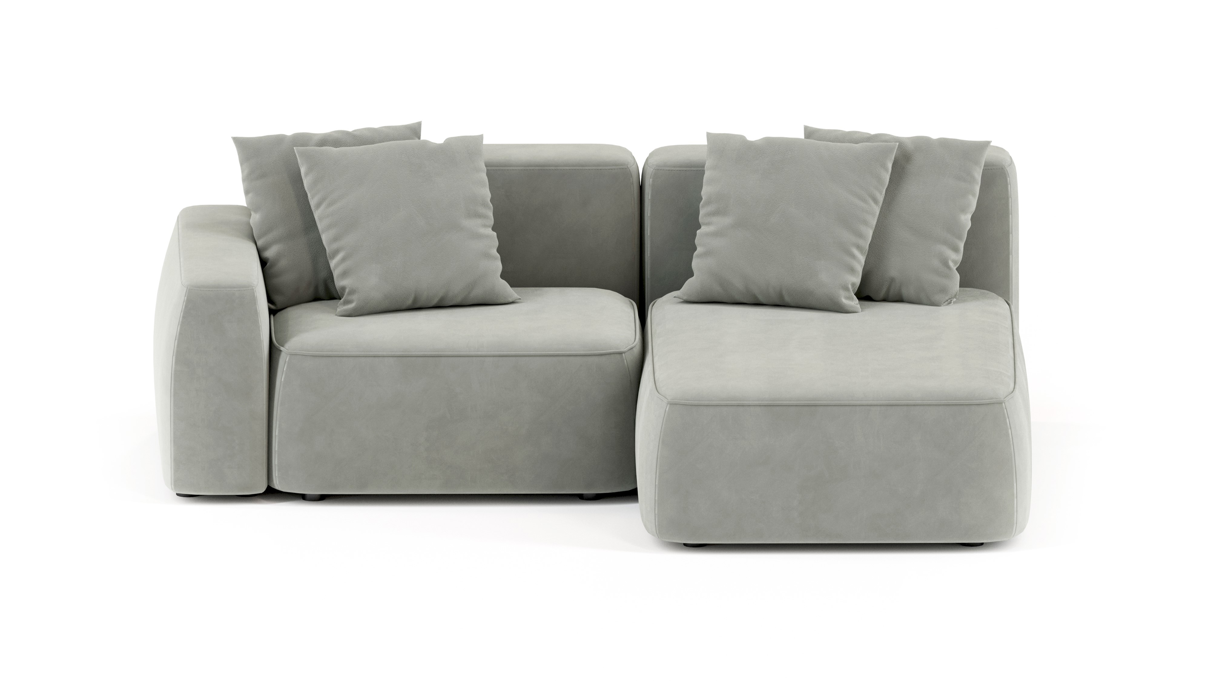 Изображение товара Диван Mebelroom 230x74x160 см велюр серый или ткань Барса Идеальный модульный диван для стильного и