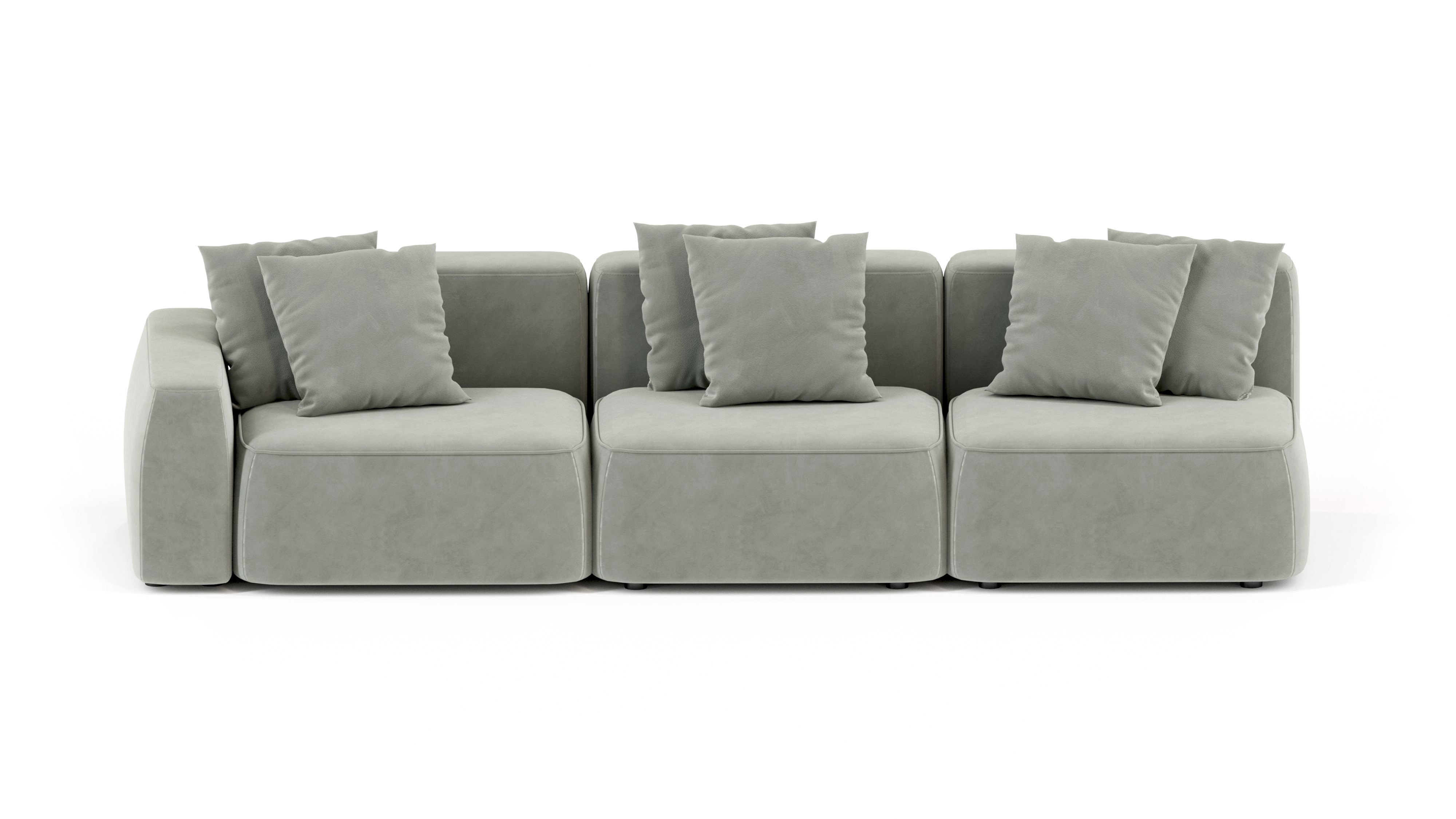 Изображение товара Модульный диван Mebelroom Норд 330x74x100 см велюр серый стиль Лофт