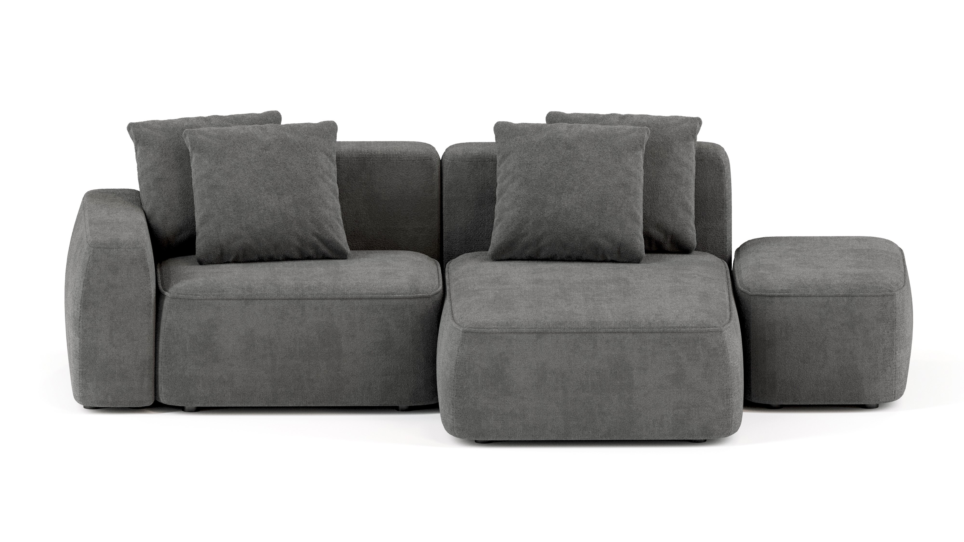 Изображение товара Диван угловой Mebelroom Норд 290x74x160 см велюр цвет темно-серый