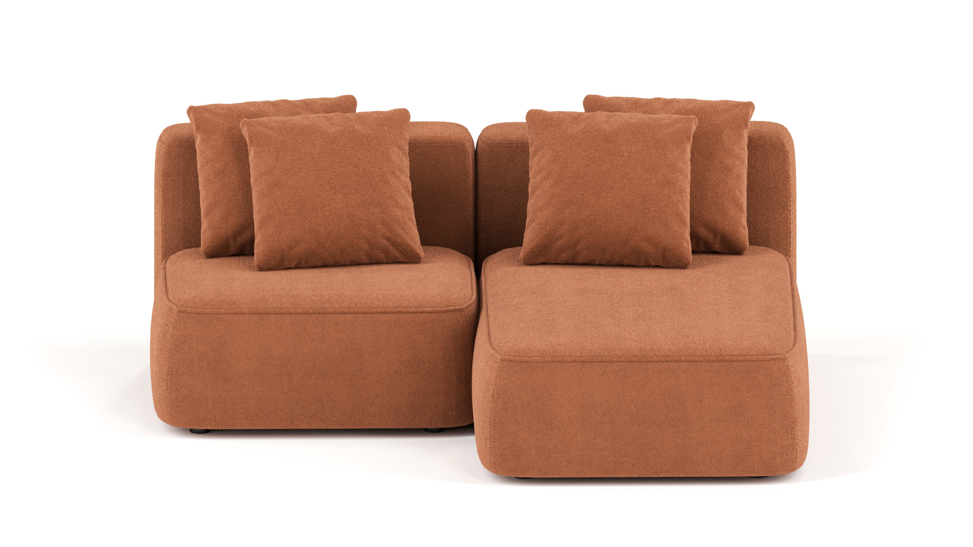 Изображение товара Диван Mebelroom Норд 200x74x160 см угловой раскладной на ножках велюр оранжевый медный