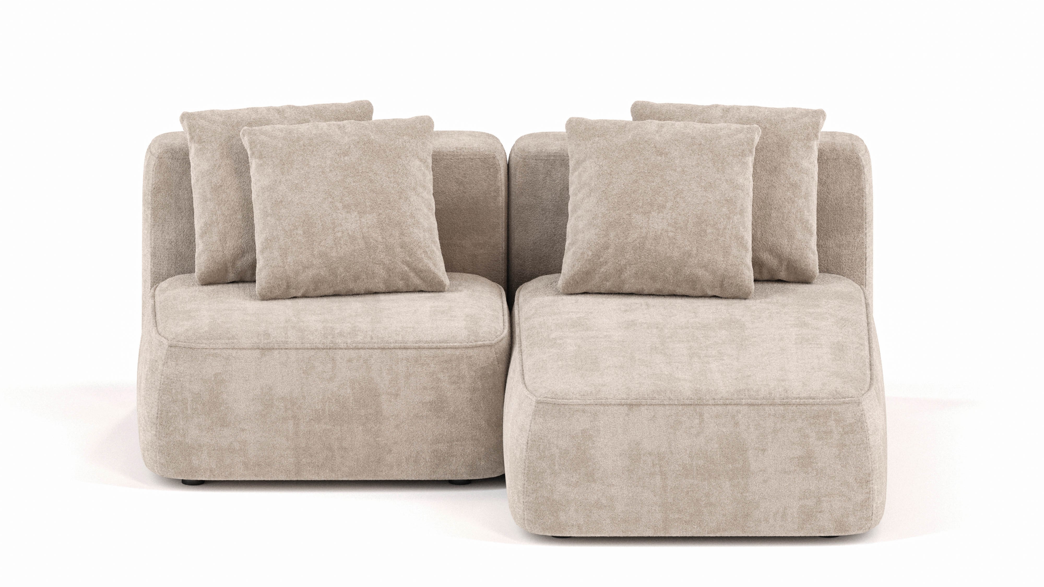 Изображение товара Диван Mebelroom Норд 200x74x160 см велюр белый универсальный модульный