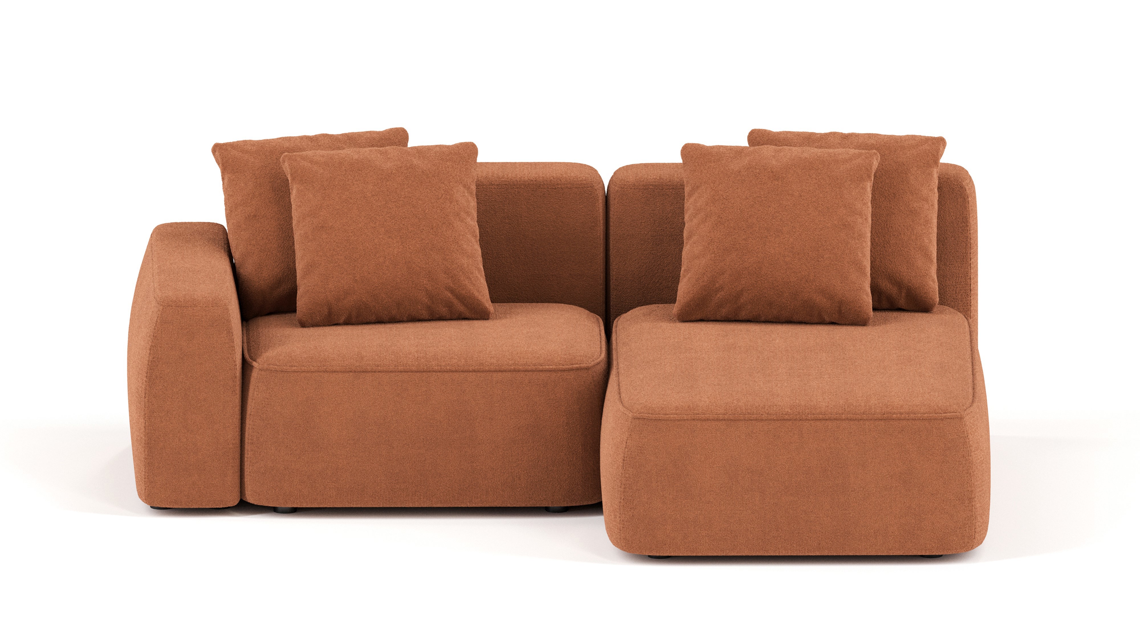 Изображение товара Диван Mebelroom 230x74x160 см велюр оранжевый медный модульный стиль Лофт