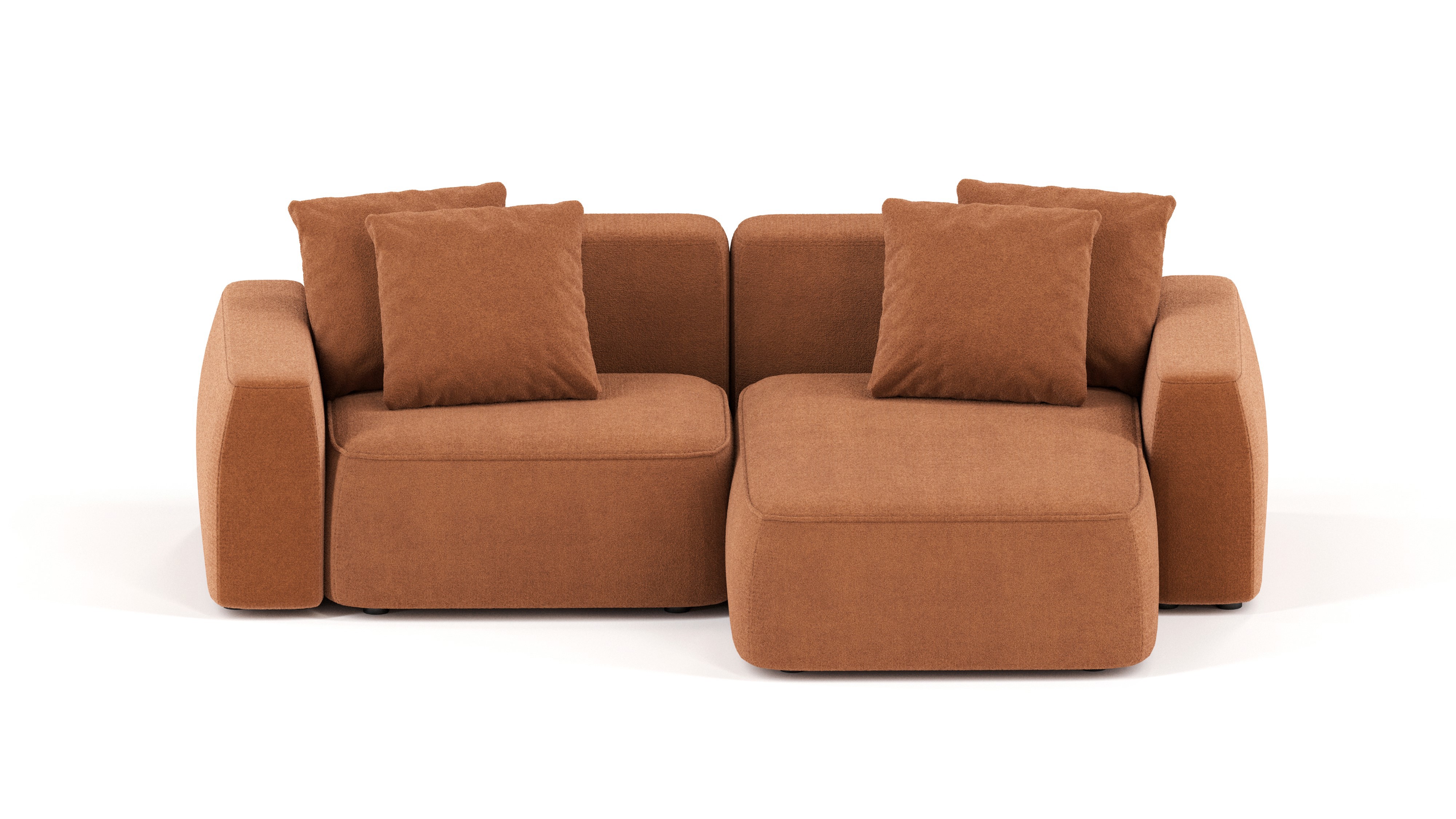 Изображение товара Диван модульный Mebelroom Норд 260x74x160 см велюр оранжевый медный