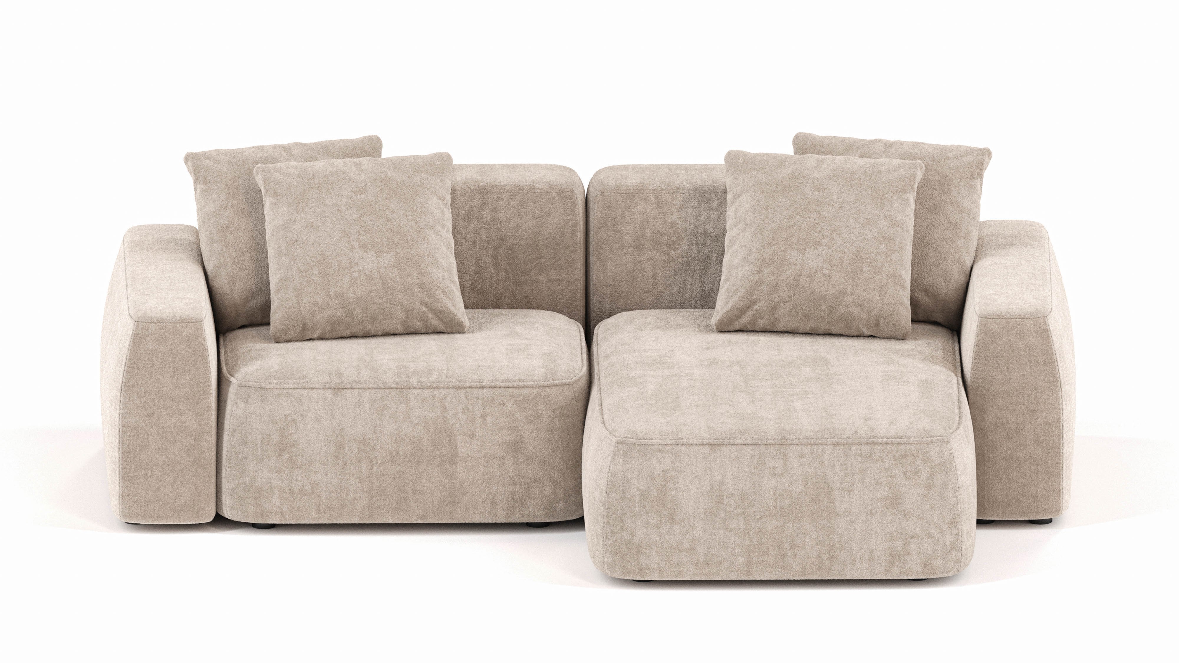 Изображение товара Диван Mebelroom велюр белый 260x74x160 см раскладной с модулями и механизмом фиксации