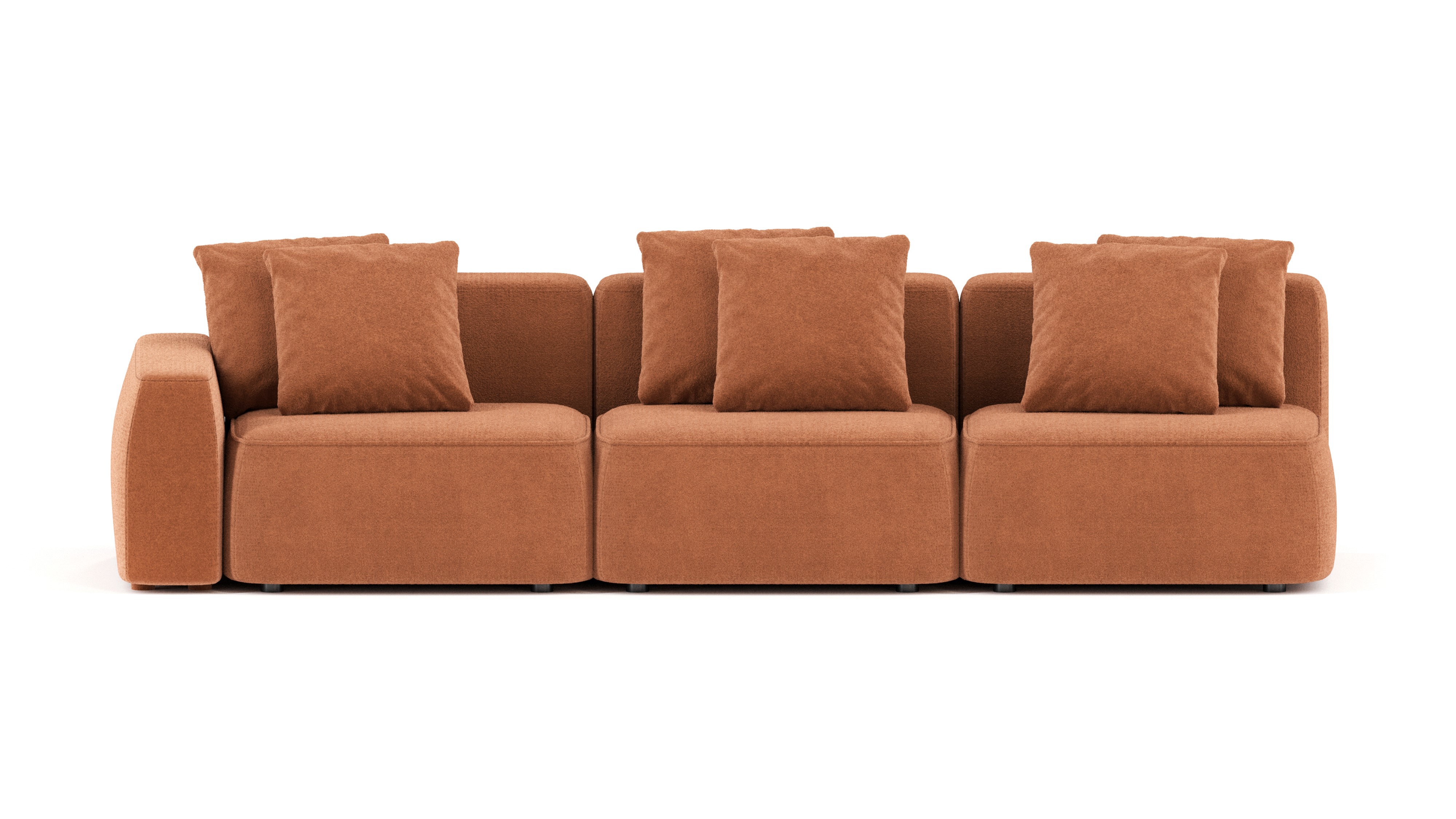 Изображение товара Диван Mebelroom 330x74x100 см велюр цвет оранжевый / медный