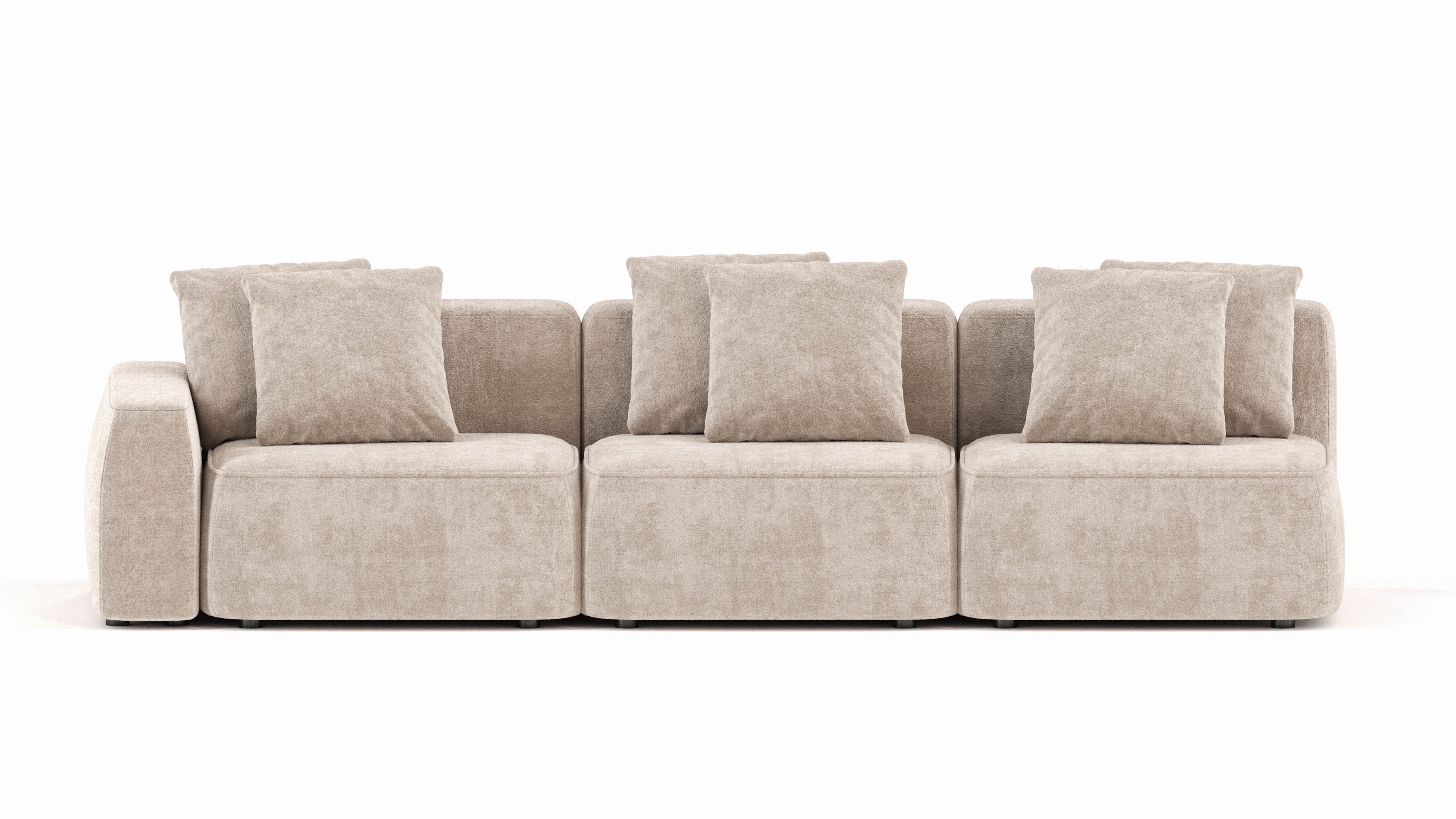 Изображение товара Диван Mebelroom Норд 330x74x100 см велюр белый стиль лофт мягкий индивидуальный дизайн