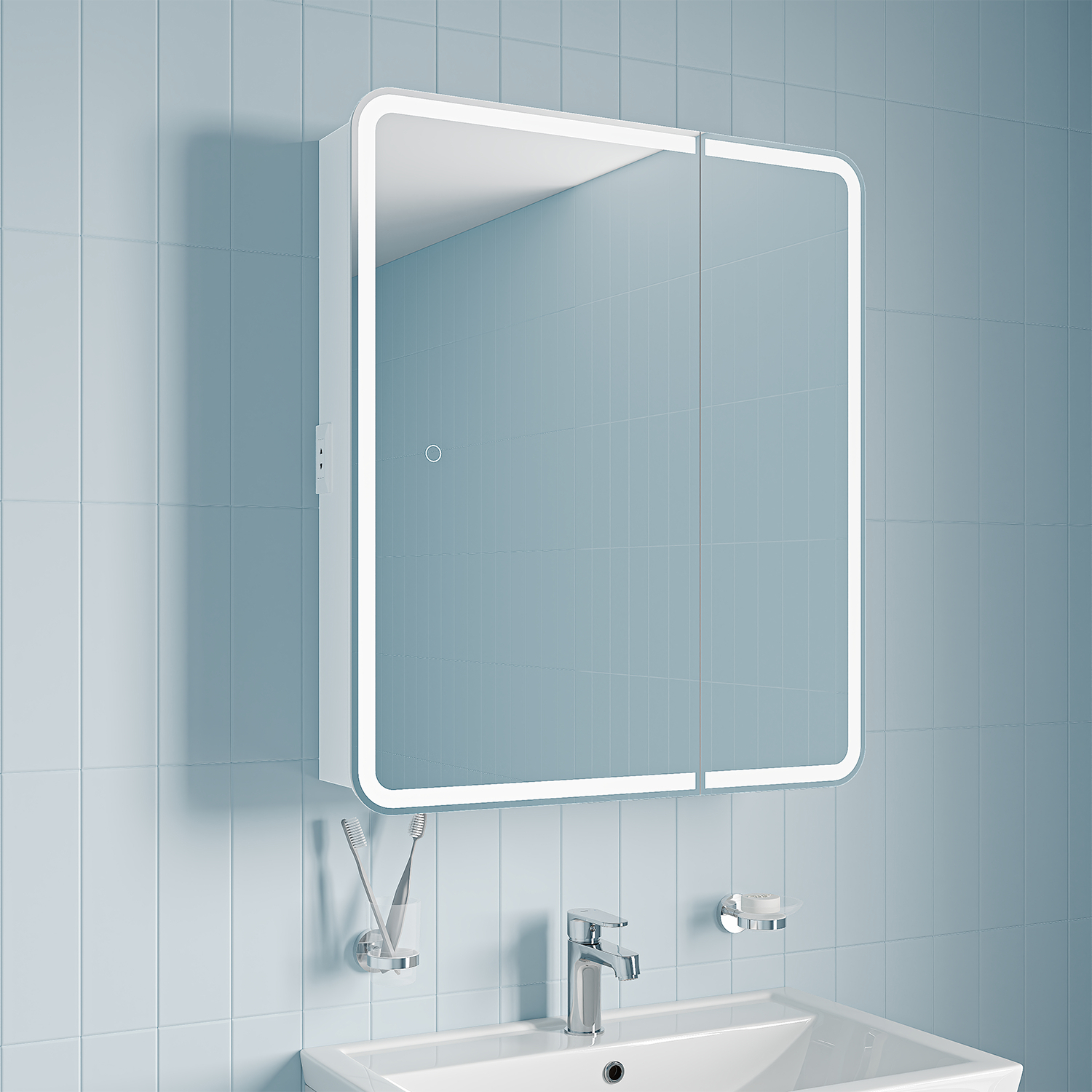 Изображение товара Зеркальный шкаф для ванной Iddis Sky SKY7000i99 с подсветкой и розеткой 70 см