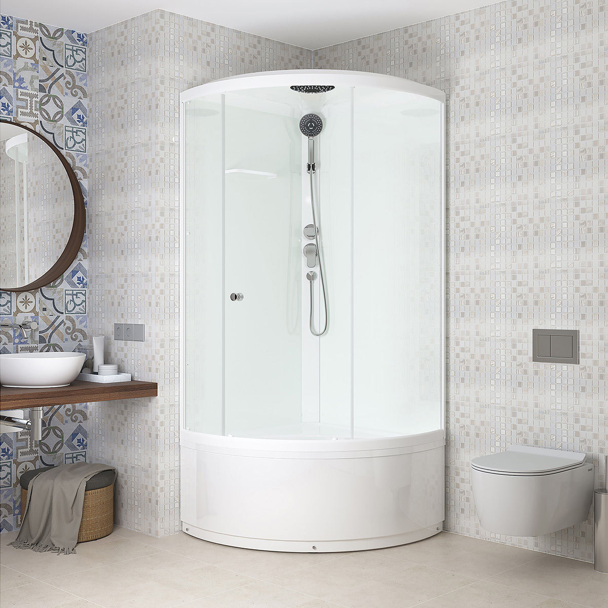Изображение товара Душевая кабина с крышей Domani-Spa Simple 99 high 90x90 см с высоким поддоном