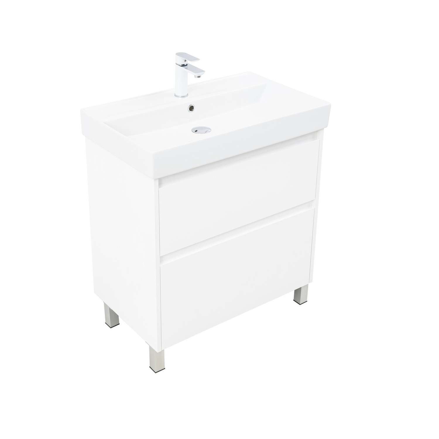 Изображение товара Тумба под раковину AQUANET 00346337 белый глянец 72.4 см напольная с ящиками