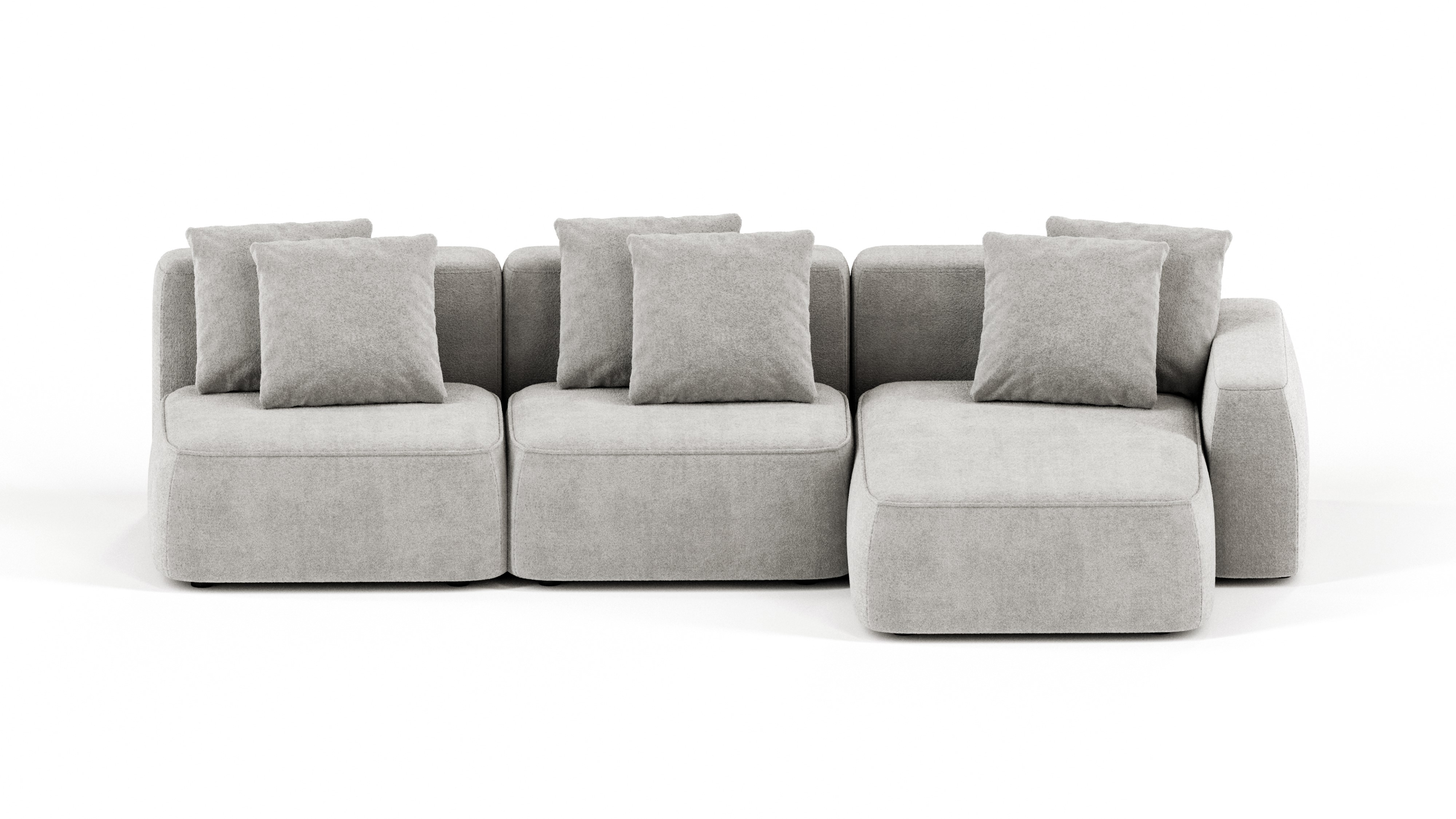 Изображение товара Угловой диван Мебелрум Норд 330x74x160 см велюр светло-серый стиль лофт