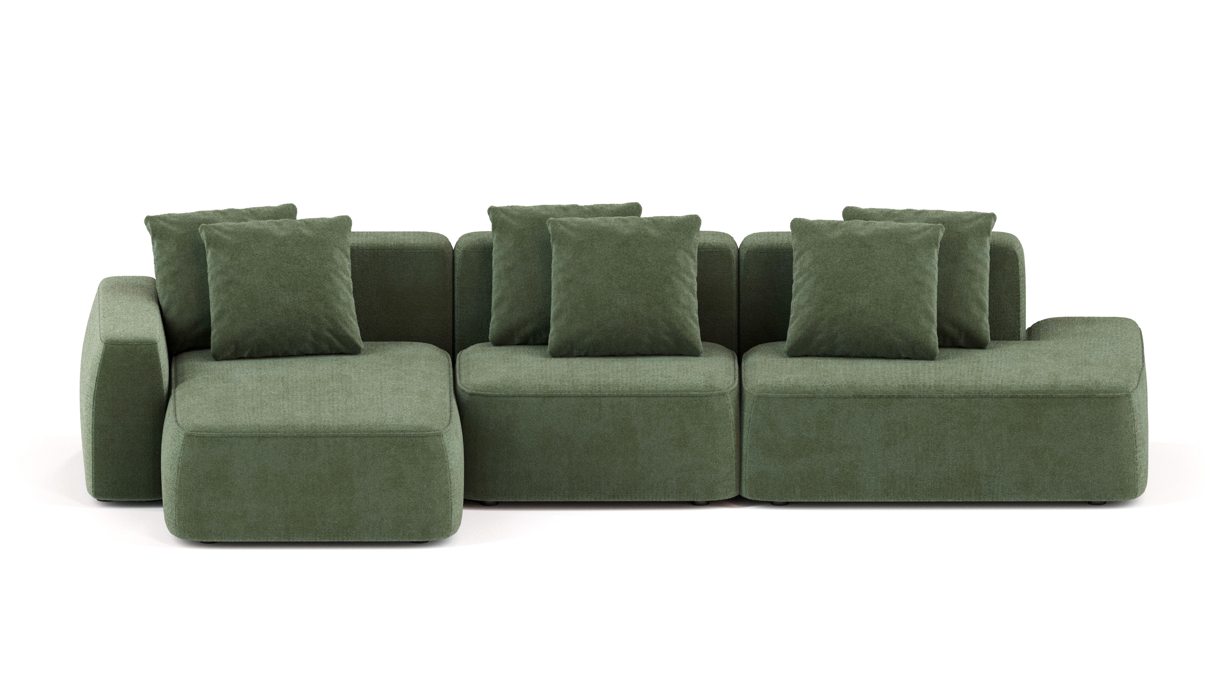 Изображение товара Модульный диван Mebelroom Норд 370х74х160 см велюр зеленый стиль Лофт