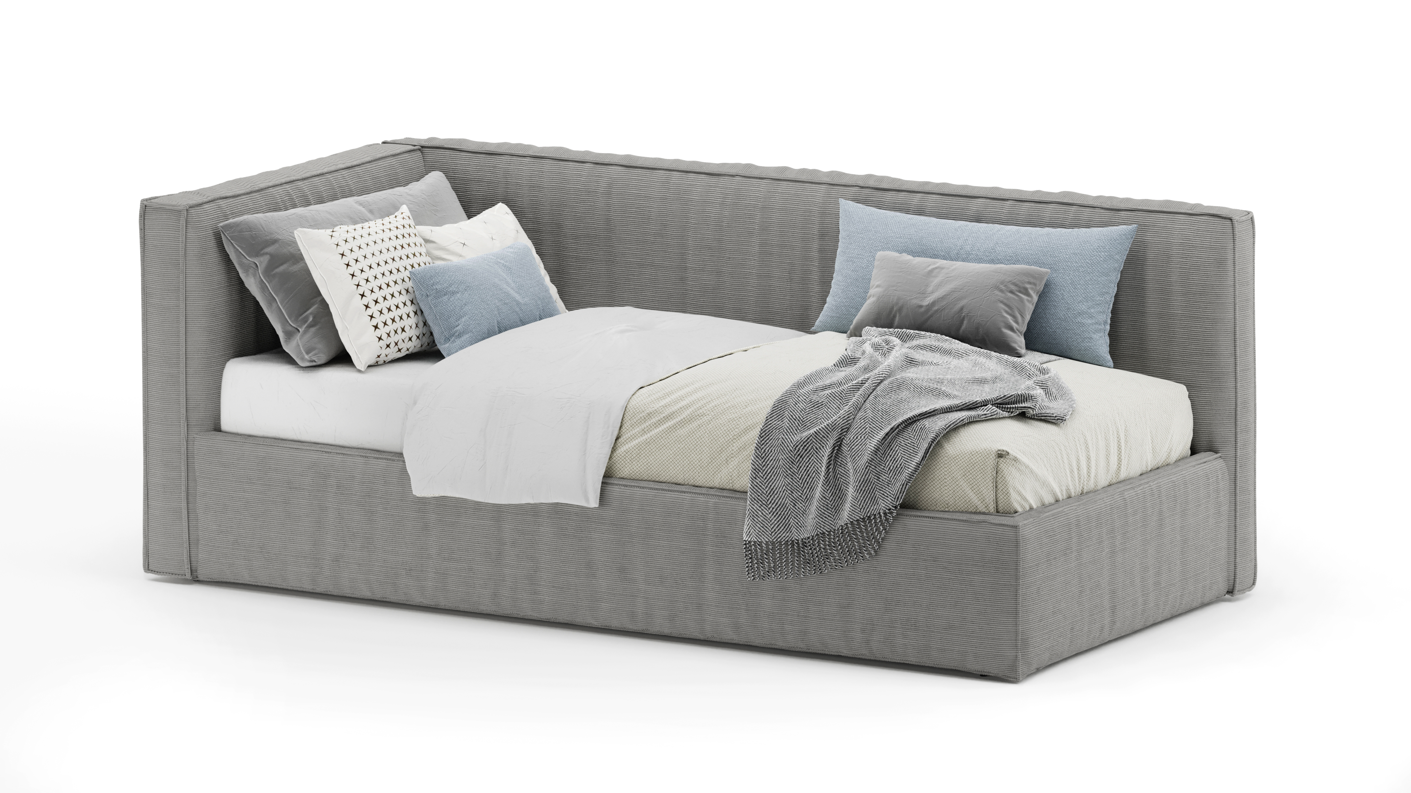 Изображение товара Кровать детская Mebelroom Loft 200x90 см фанера цвет серый ripple