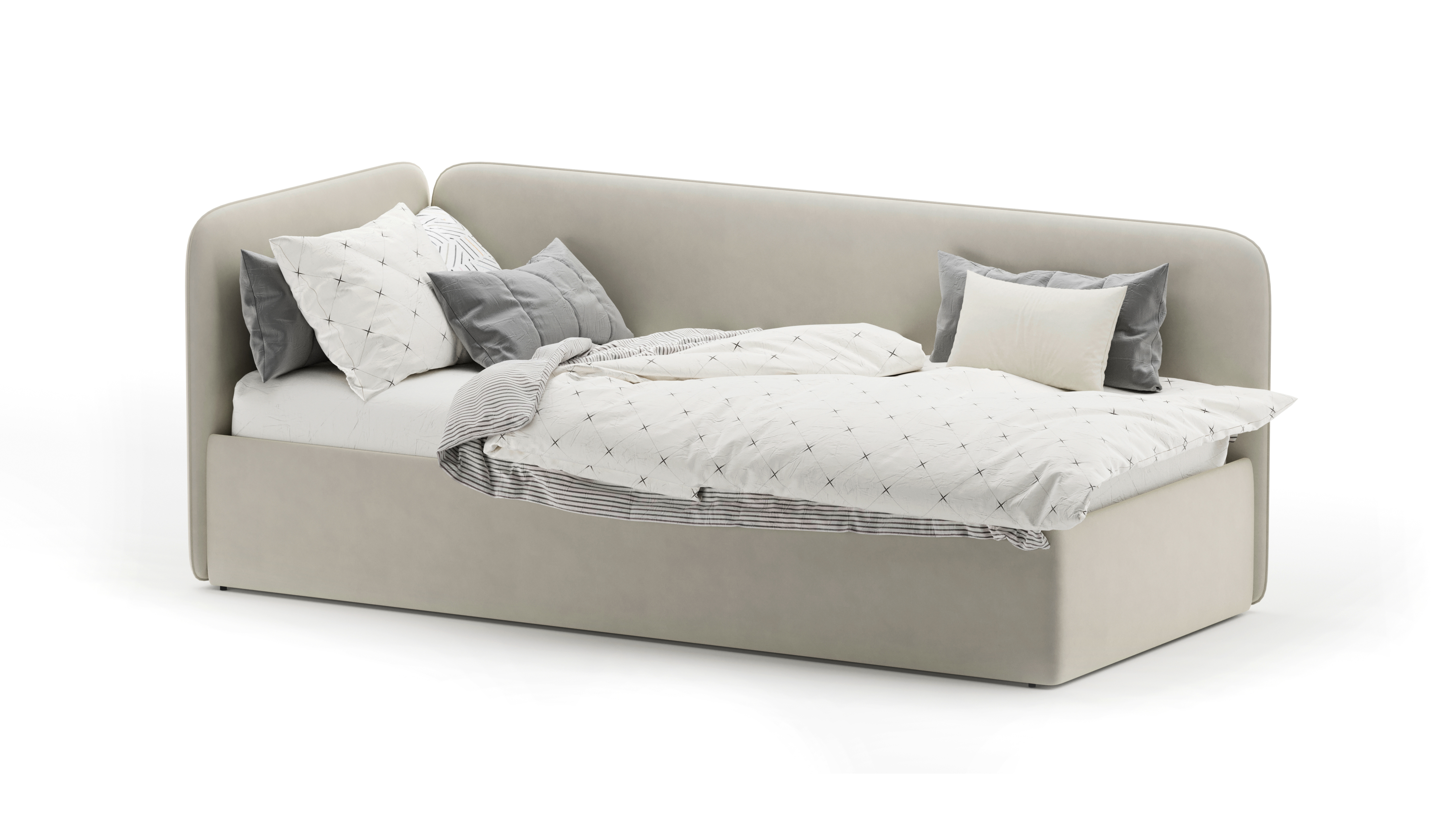 Изображение товара Детская кровать Mebelroom Soft 90x200 см бежевый велюр современный дизайн