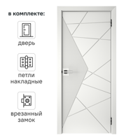 Изображение товара Дверь межкомнатная глухая Соло 3 80x200 см эмаль белый с замком и петлями