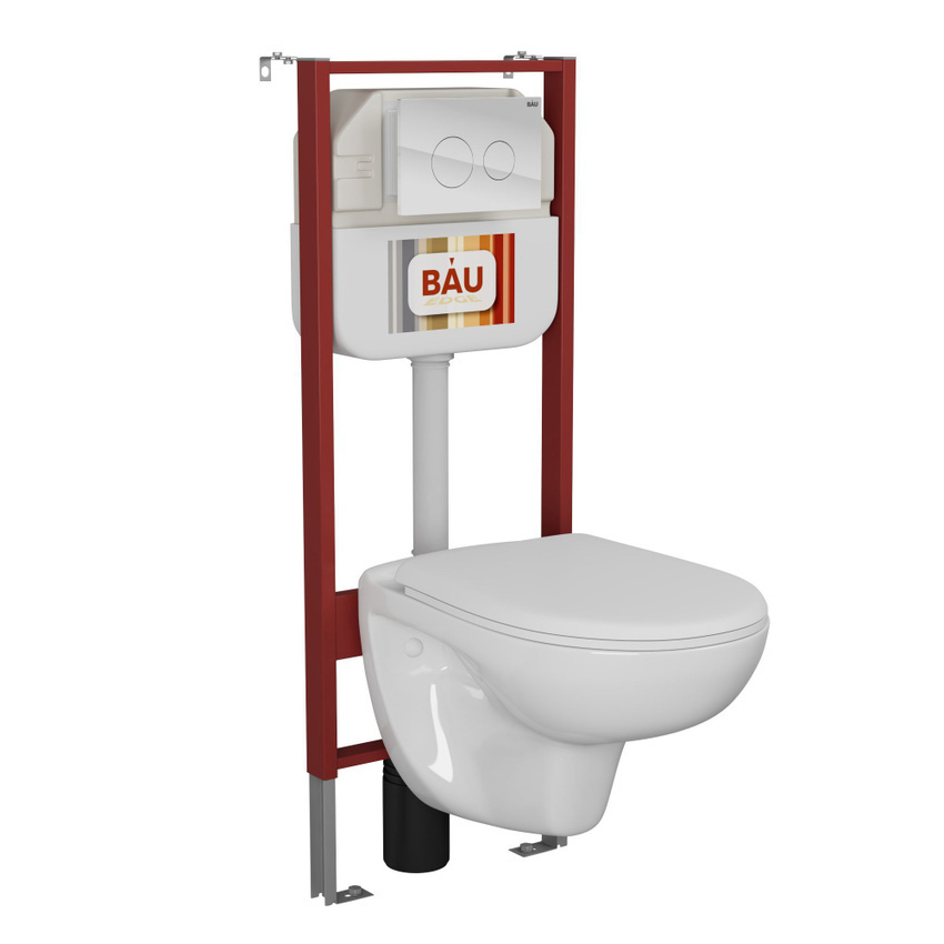 Изображение товара Комплект BAUEDGE 6 в 1: инсталляция и унитаз безободковый Novo