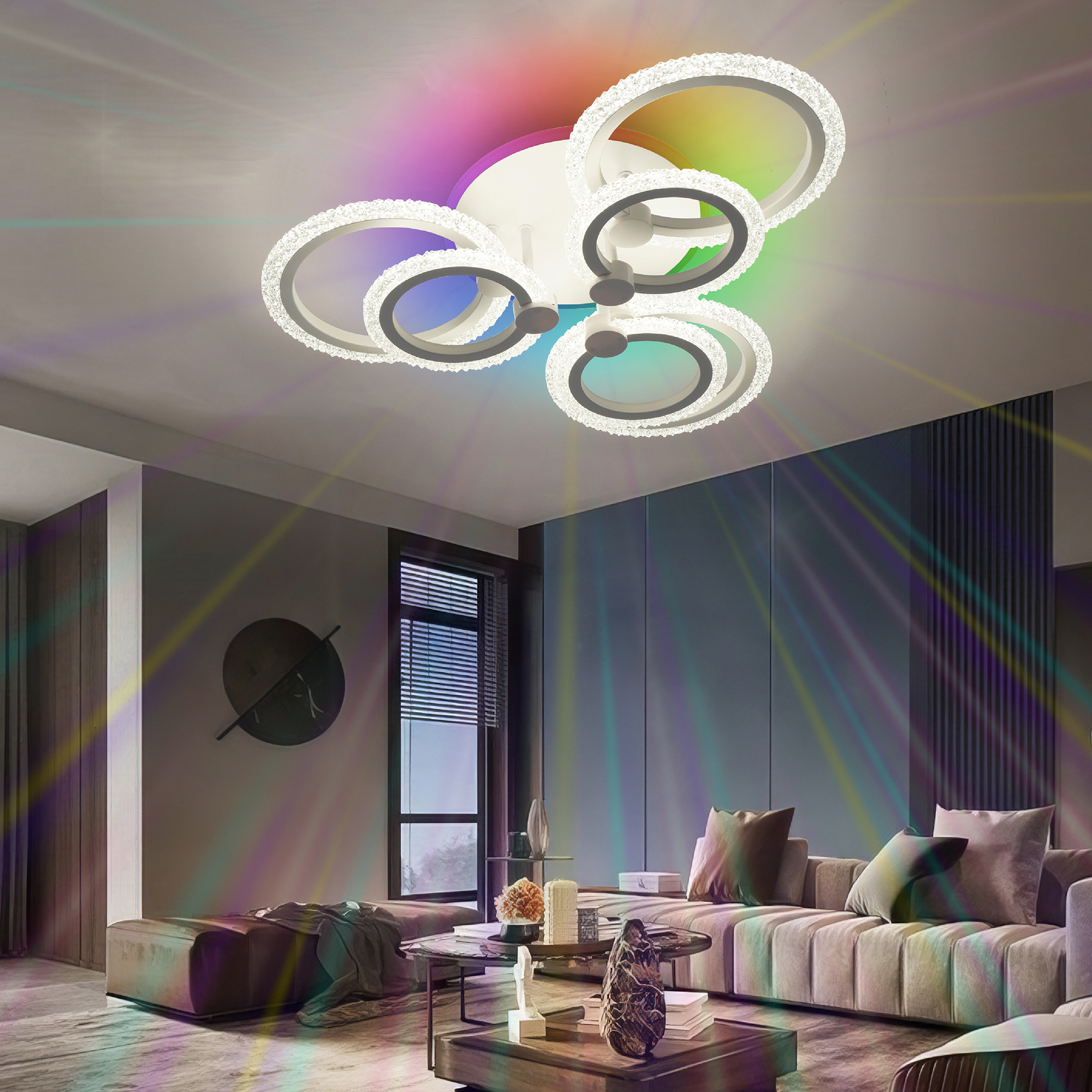 Изображение товара Потолочная светодиодная люстра Estares LILY ICE RGB 80W для помещений до 15 м²