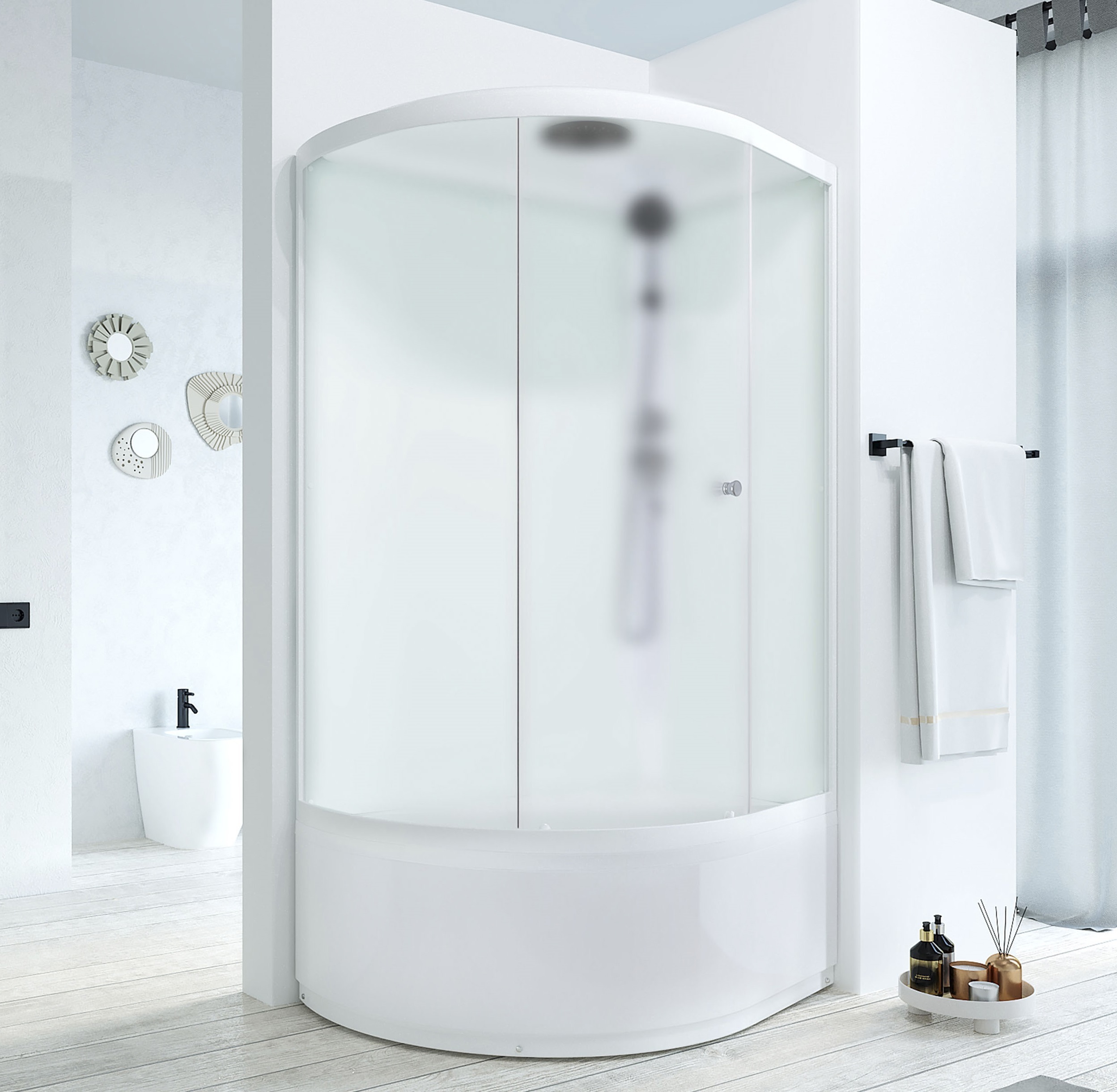 Изображение товара Душевая кабина Domani-Spa Simple 128 high R 120x80x218 см с высоким подоном и матовым стеклом