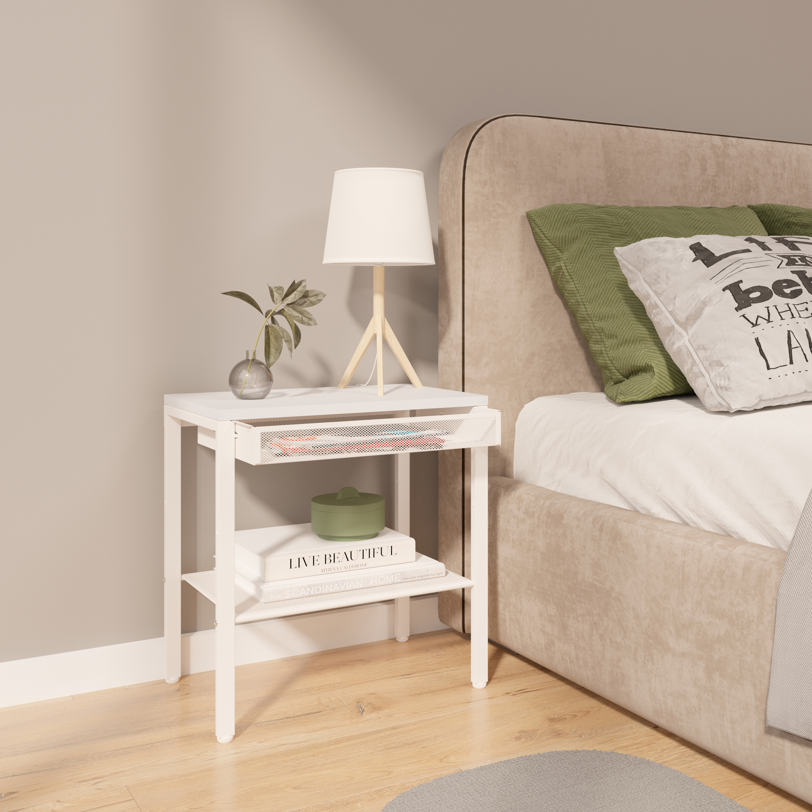 Изображение товара Тумба прикроватная ЗМИ Торонто 12Л 47x49x30 см 1 ящик металл цвет белый