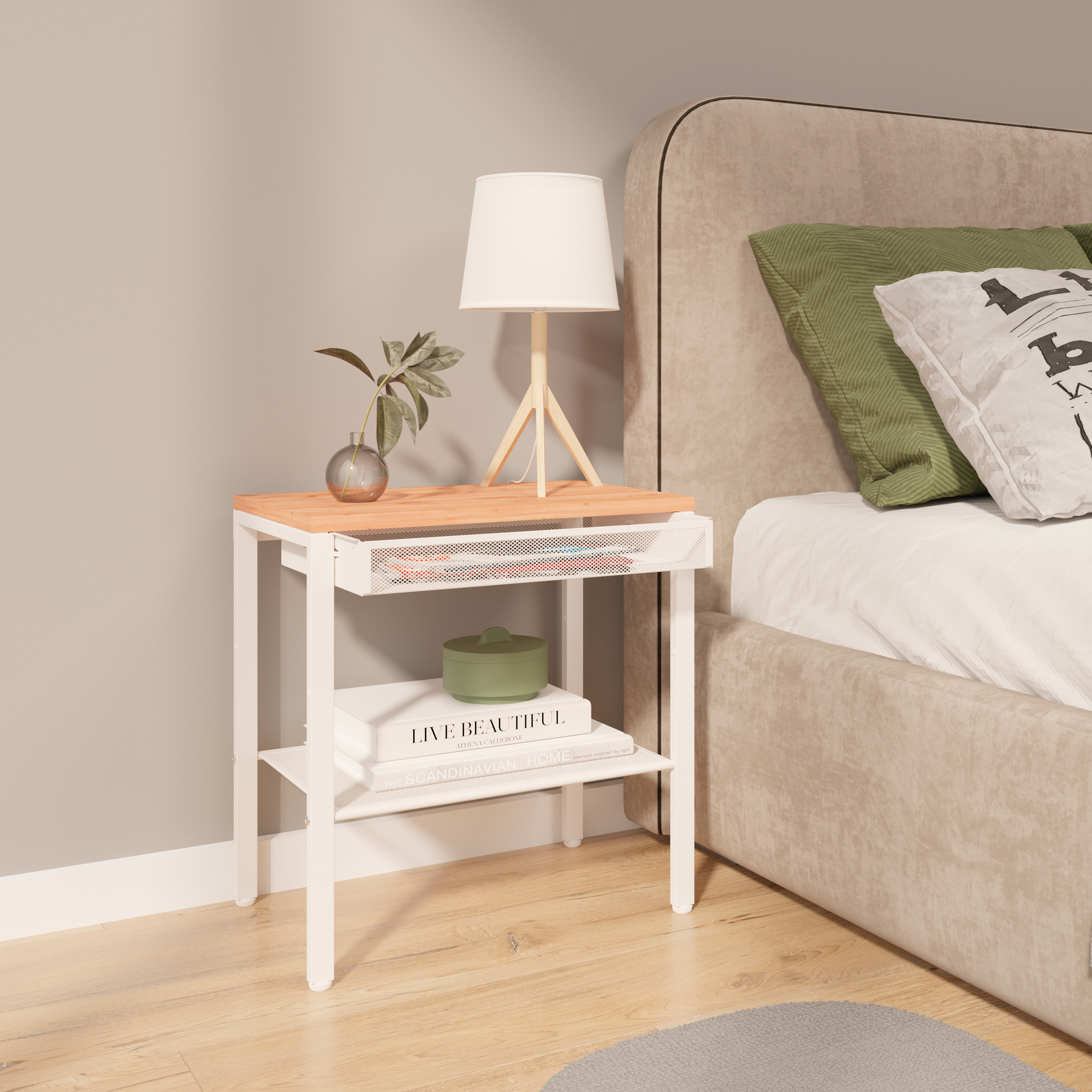 Изображение товара Тумба прикроватная ЗМИ Торонто 12ЛЯ белая стиль лофт современный дизайн