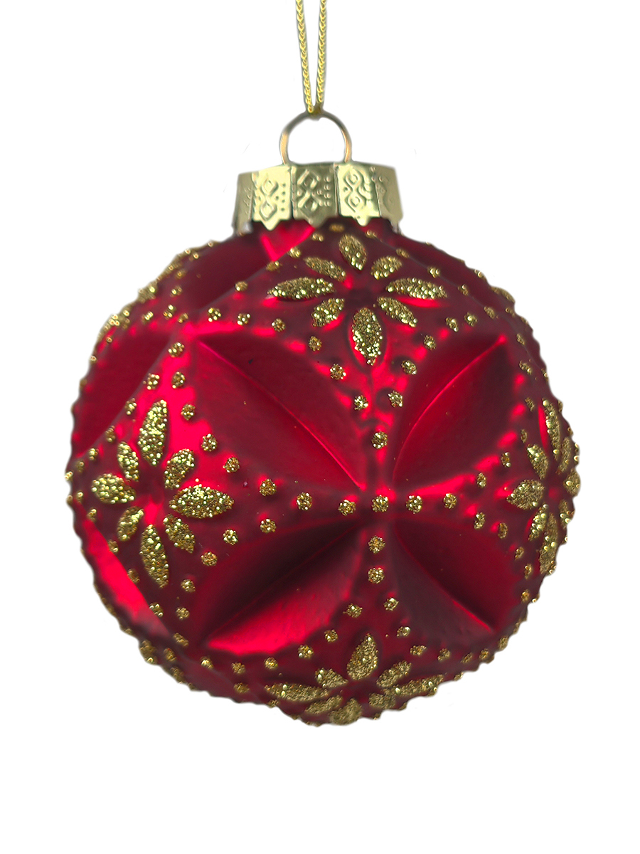 Изображение товара Елочный шар Узор ø8 см стекло красный