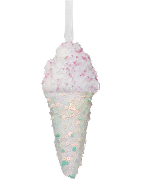 Изображение товара Подвесное украшение Мороженое рожок 7x7 см розовый/белый для интерьера и вечеринок