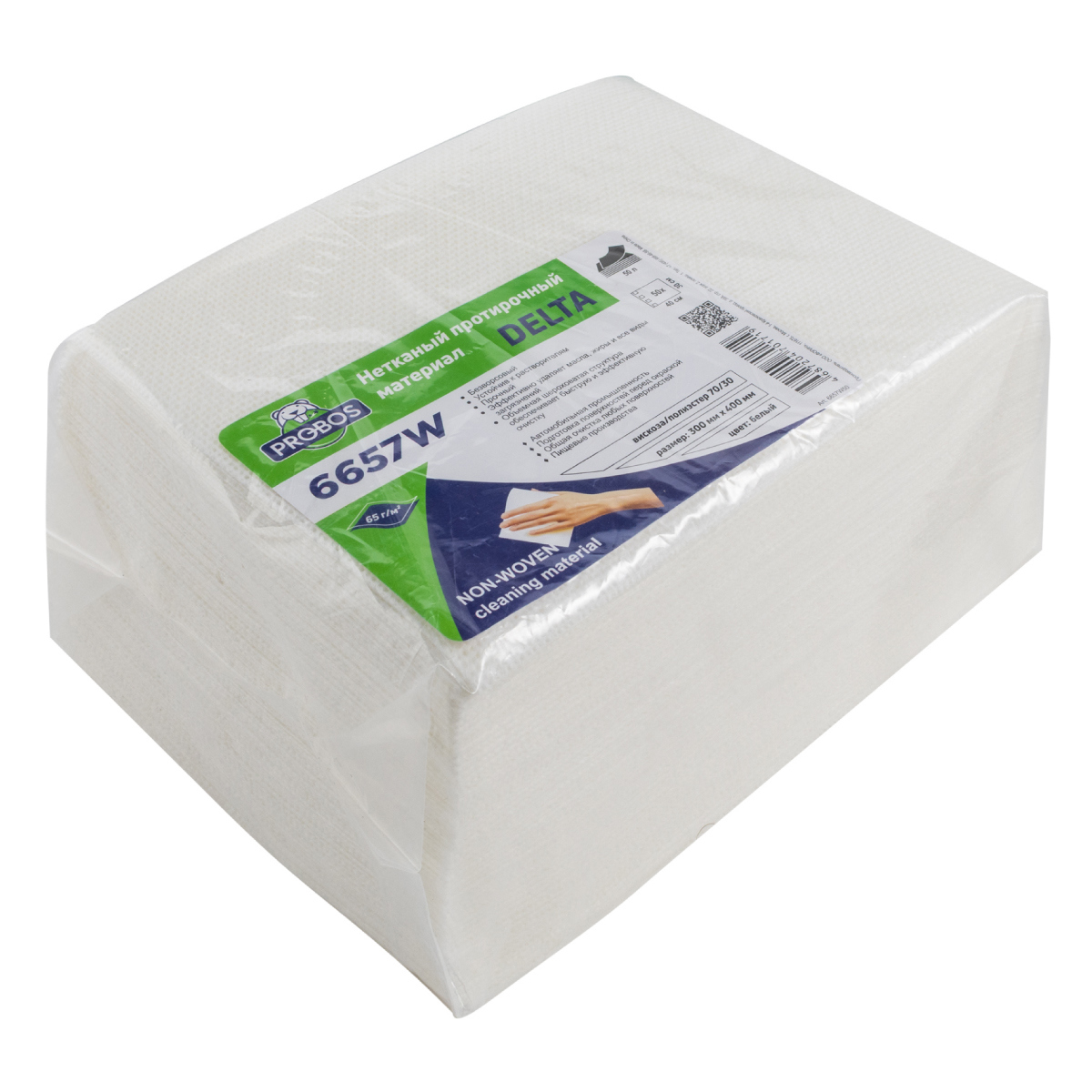 Изображение товара Салфетка для уборки Probos Delta 6657W нетканный белый 30x40см 50 л/пачка