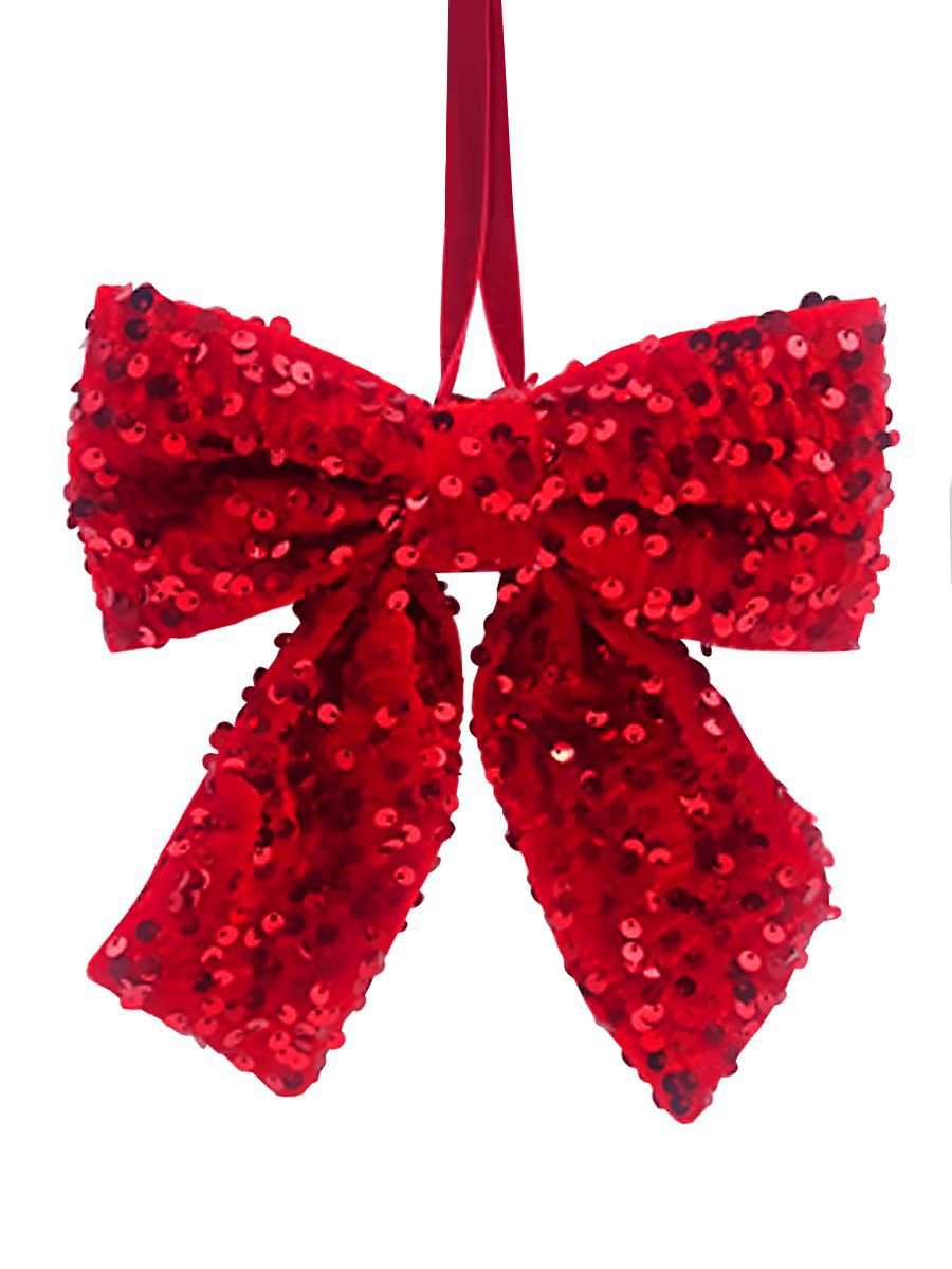 Изображение товара Новогоднее украшение Бант 20 см полиэстер красный для елки и интерьера