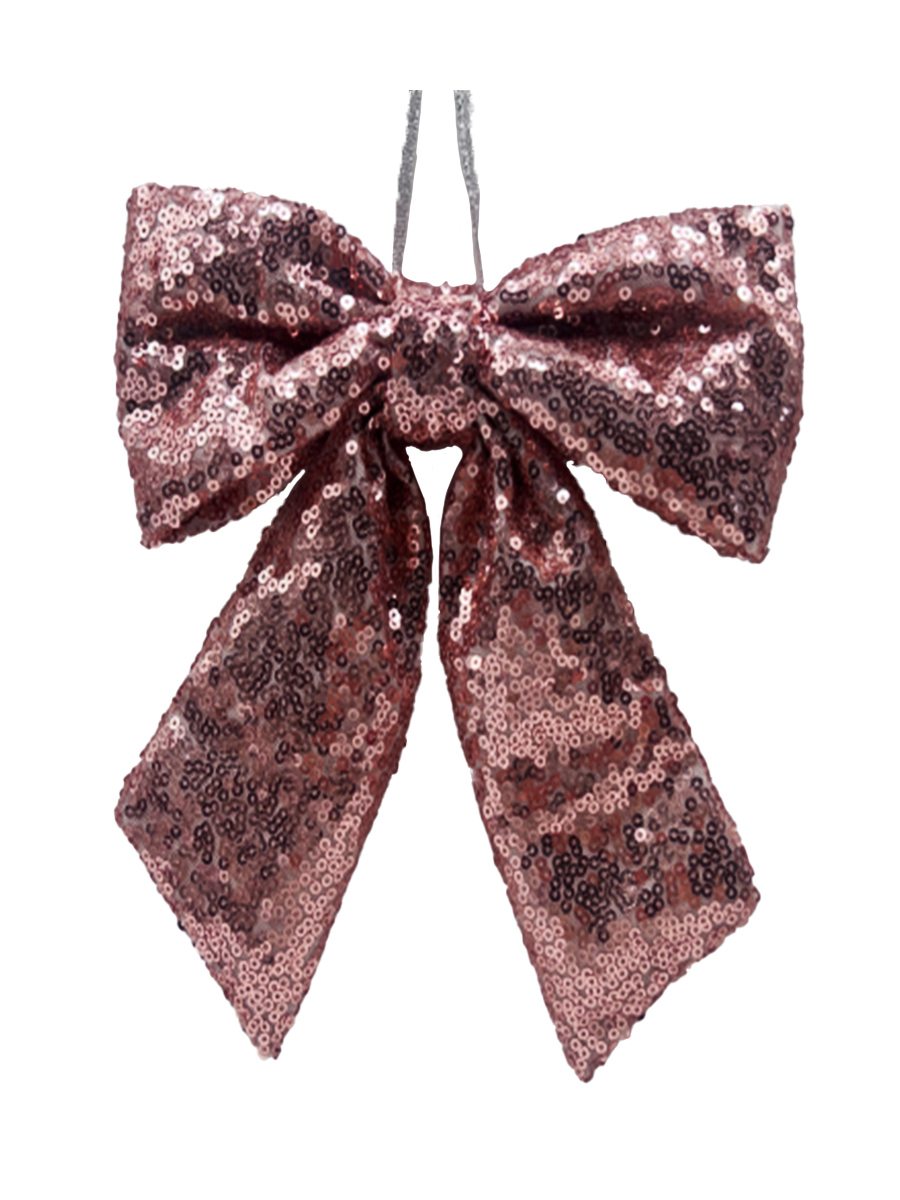 Изображение товара Новогоднее украшение Бант 20 см полиэстер розовый для елки и интерьера