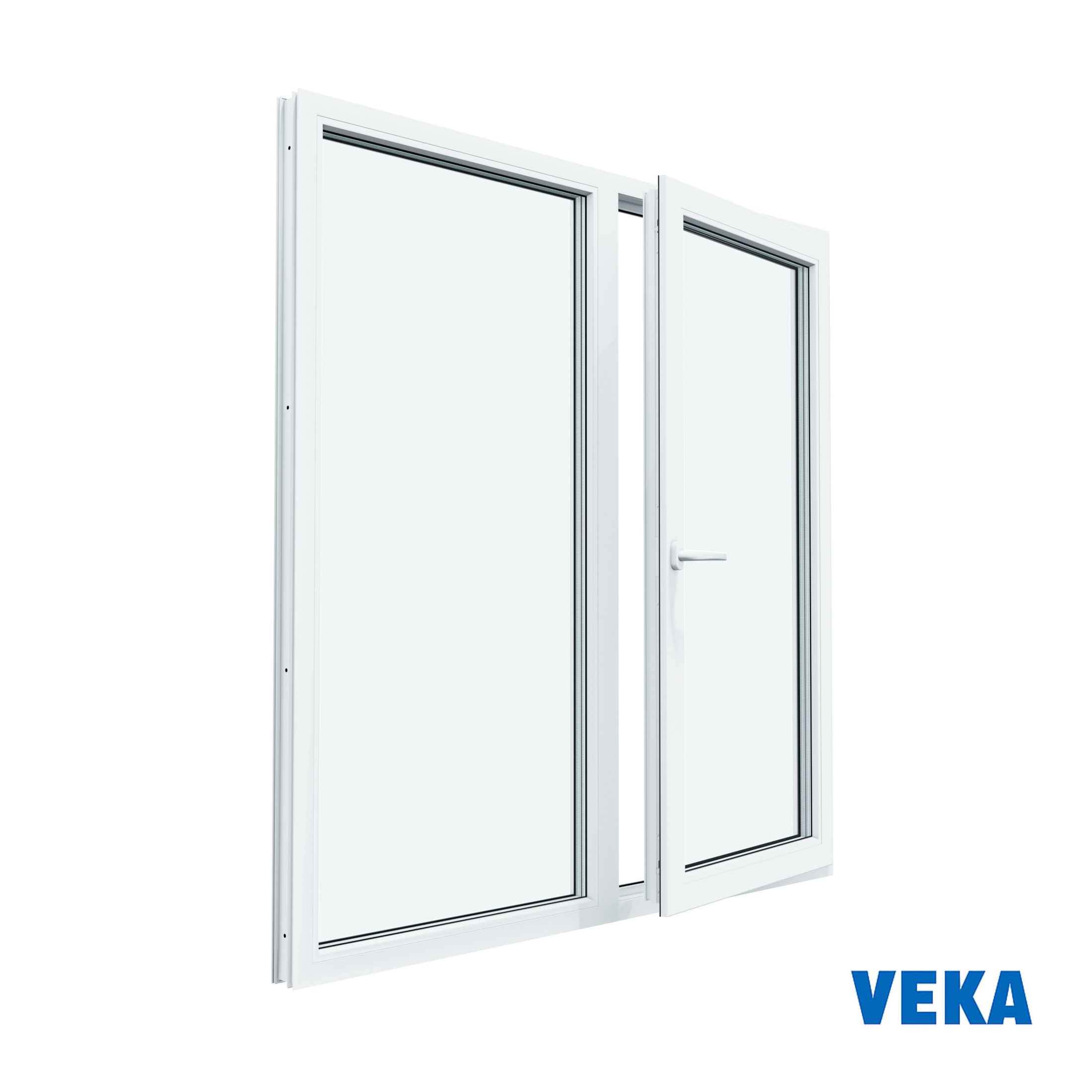 Изображение товара Окно пластиковое ПВХ Veka WHS 1400x1400мм (ВxШ) двухстворчатое глухое левое/поворотно-откидное правое двухкамерный стеклопакет цвет белый