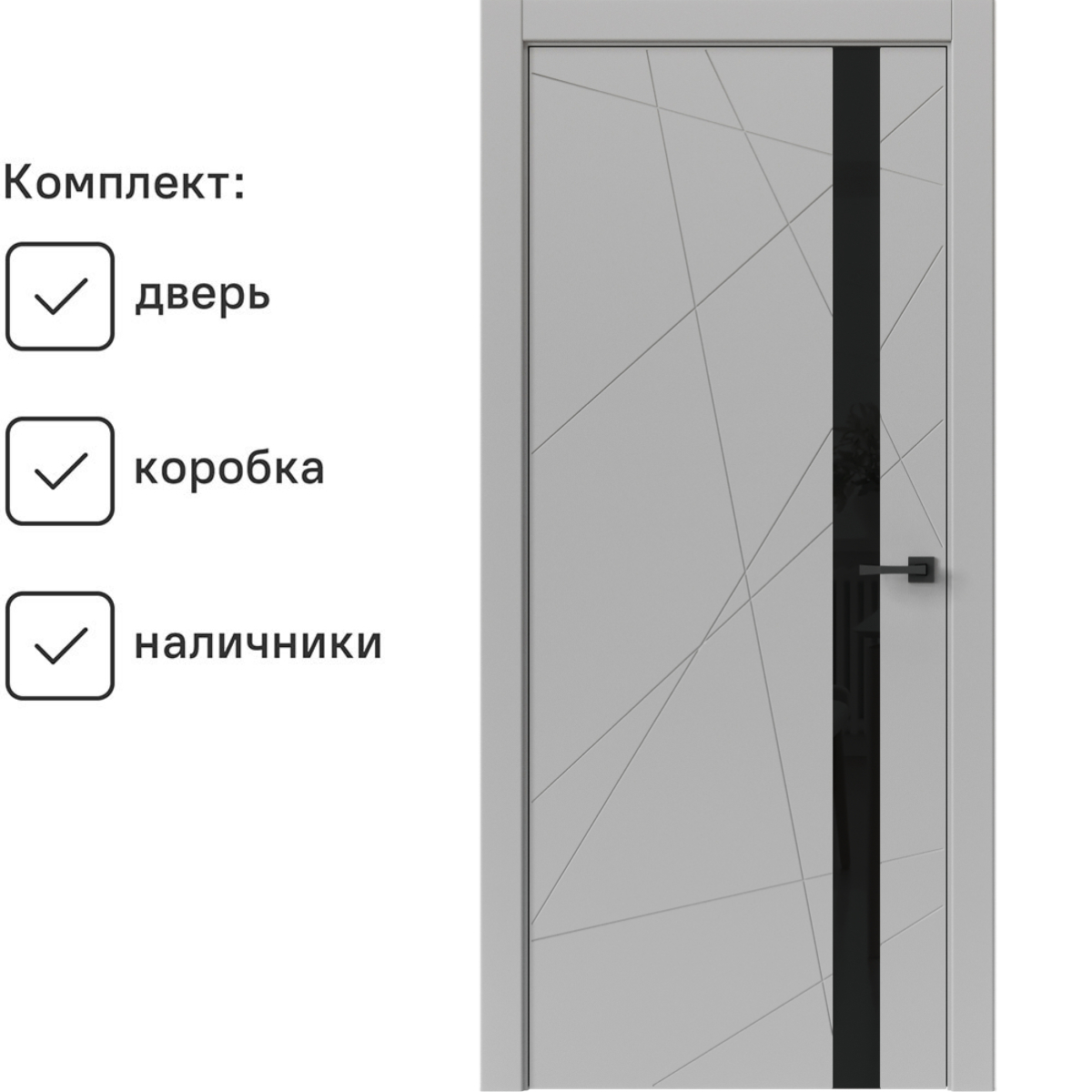 Изображение товара Комплект межкомнатной двери Uberture Tamburat 4304 остеклённая 200x80см полипропилен цвет лофт светлый с коробом и наличниками